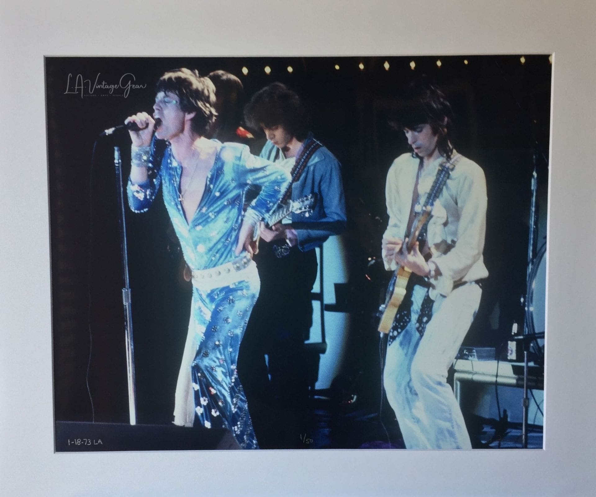 Mick Jagger, Mick Taylor,Keith Richards 1973 - Authentic Concert Photo by Ed Finnell - White Matte 20"x24"