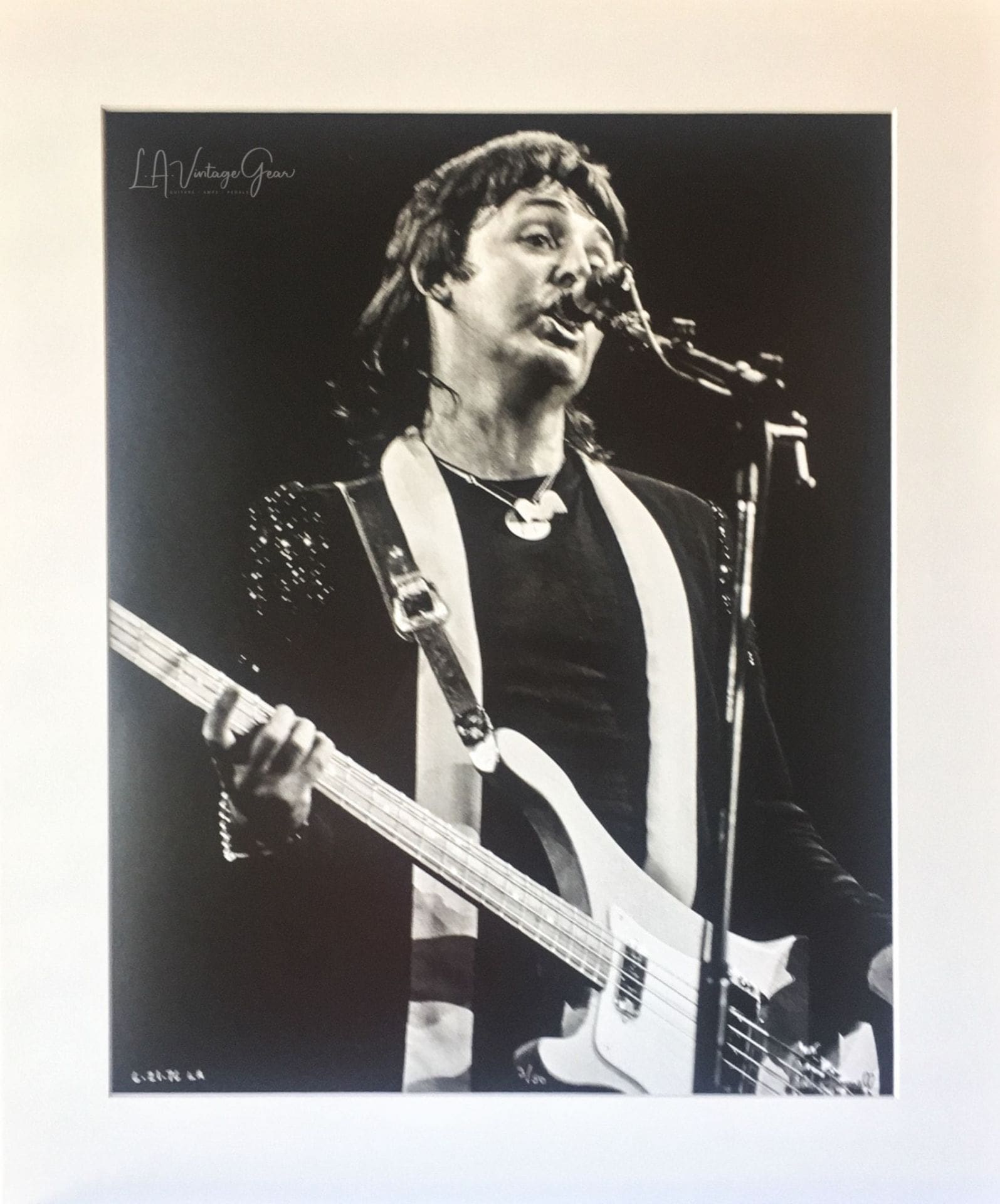 Paul McCartney - Wings Over America Tour 1976 - Authentic Concert Photo by Ed Finnell - B&W - White Matte 20"x24"