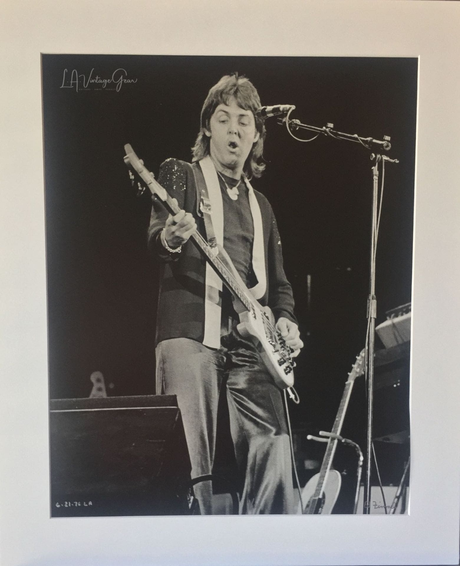 Paul McCartney Wings Over America Tour 1976 - Authentic Concert Photo by Ed Finnell - B&W - White Matte 20"x24"
