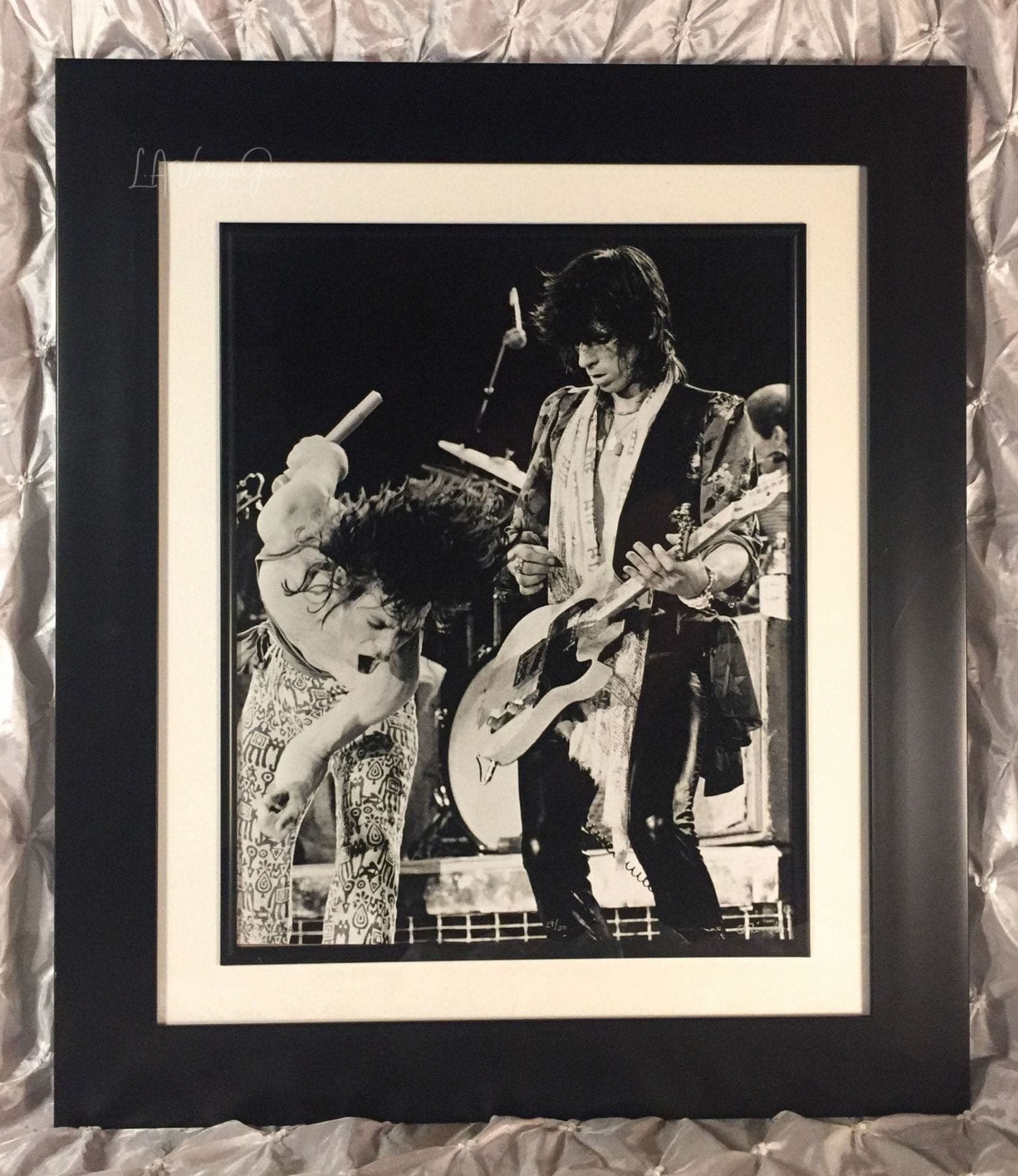 Mick & Keith - Stones Tour of The Americas 1975 - L.A. Forum - FRAMED Authentic Concert Photos by Ed Finnell on 25"x 29"