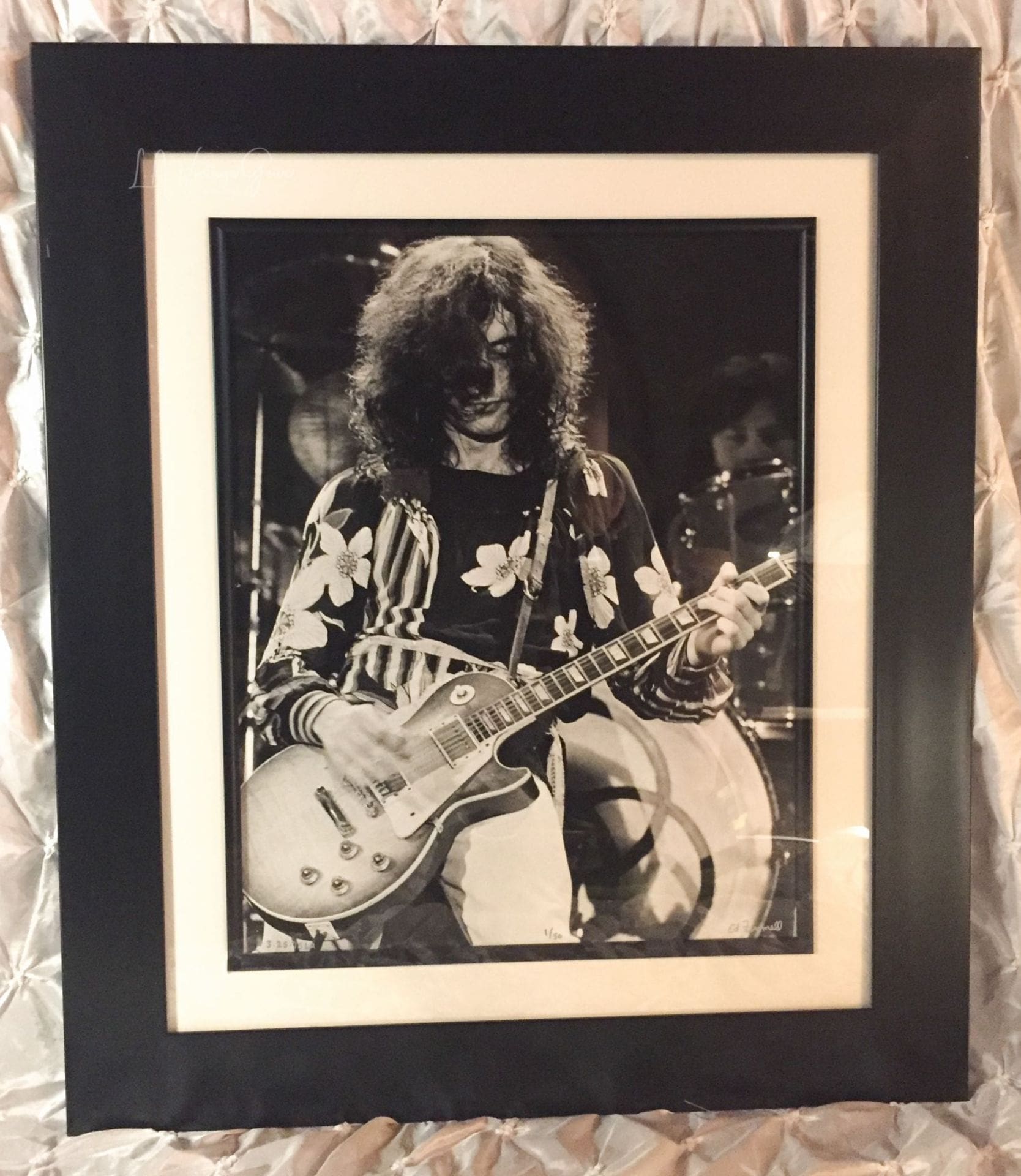 Jimmy Page & Bonzo In Rear - Led Zeppelin Physical Graffiti Tour - L.A. Forum March 25, 1975 - FRAMED Authentic Concert Photo by Ed Finnell on 25"x29"