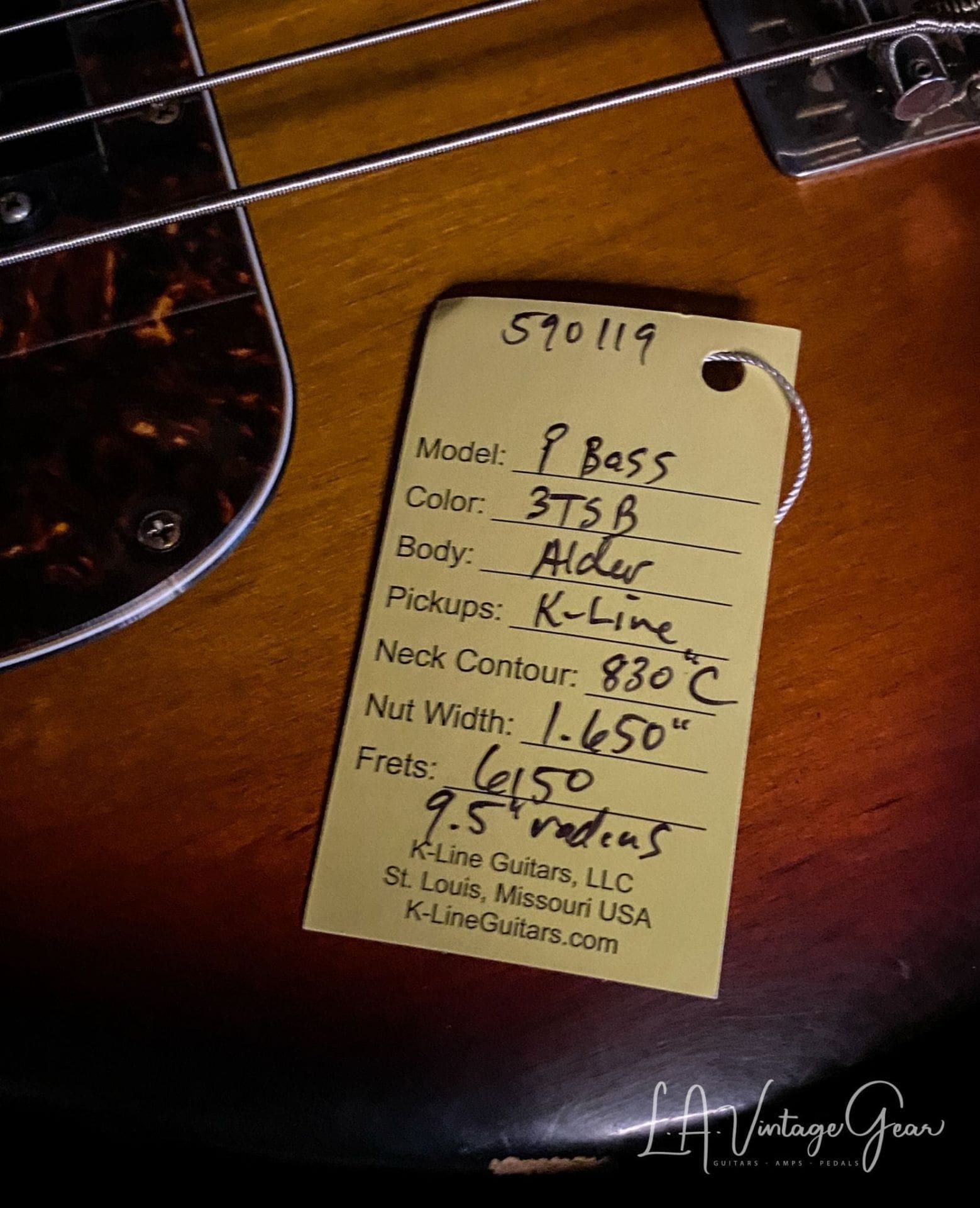 K-Line P-Bass 2020 - In a Medium Relic'd 3 Tone Sunburst - Image 18