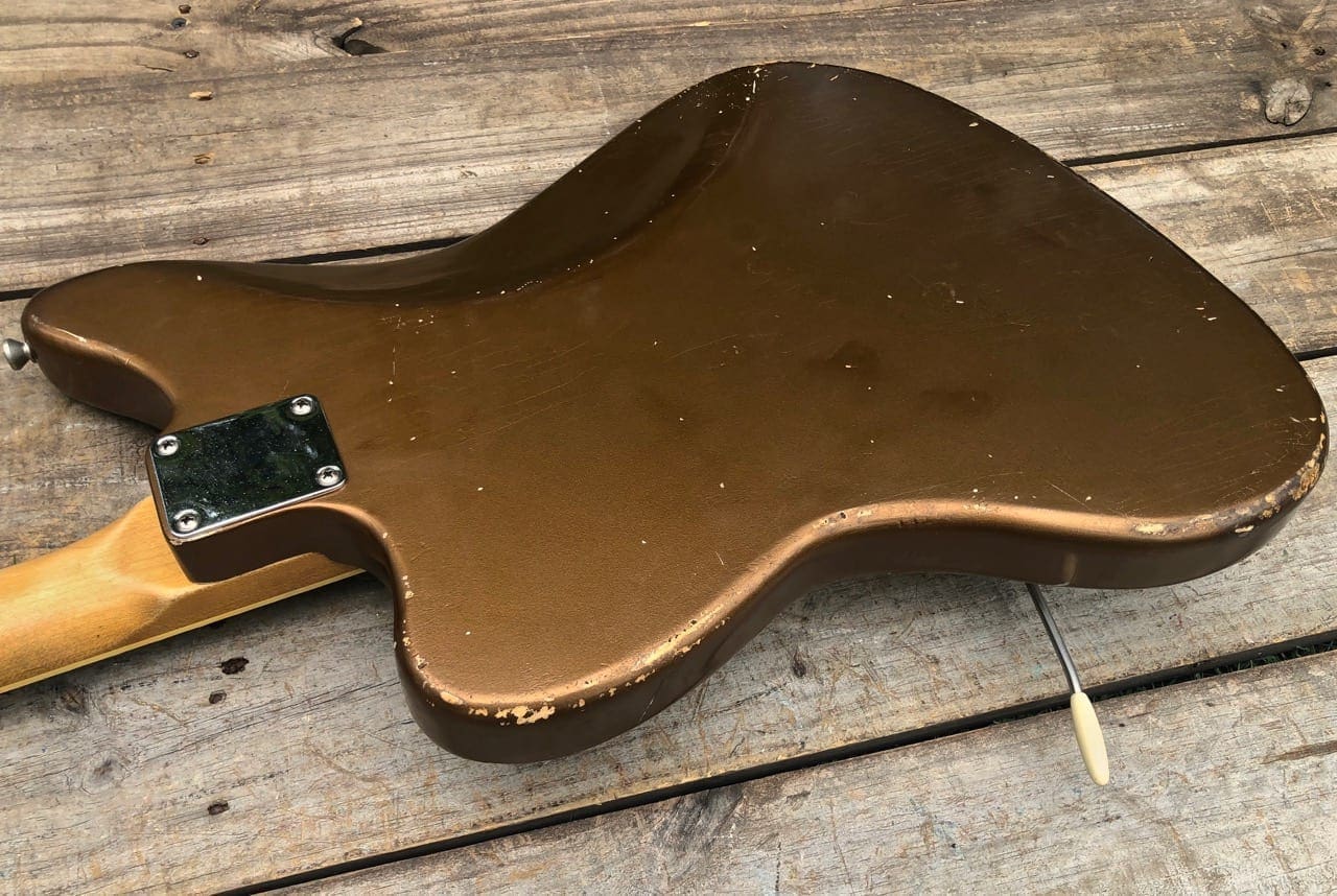 Danocaster Custom Gold/Aged Bronze Offset Electric Guitar - Image 8