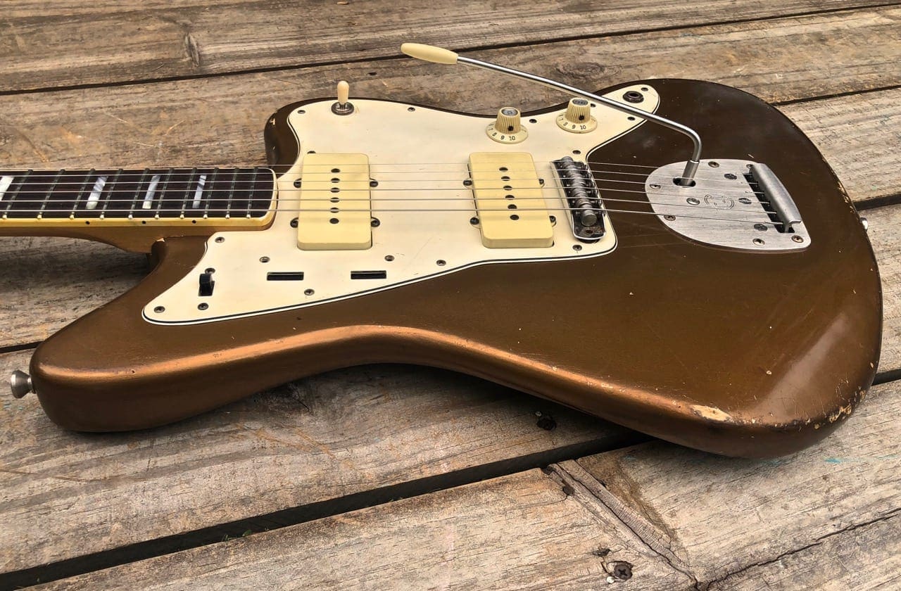 Danocaster Custom Gold/Aged Bronze Offset Electric Guitar - Image 4
