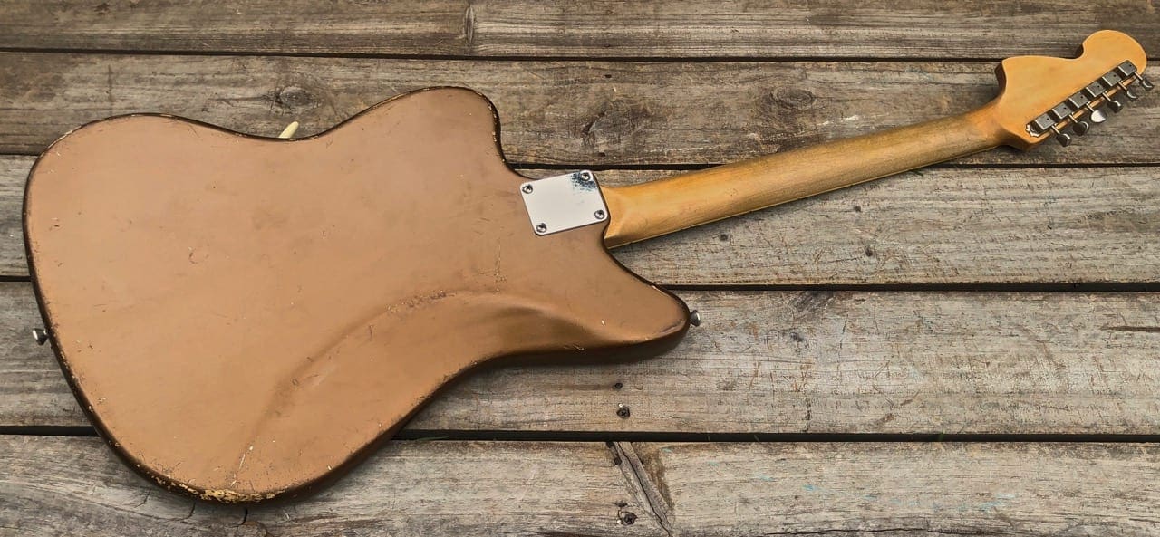 Danocaster Custom Gold/Aged Bronze Offset Electric Guitar - Image 7