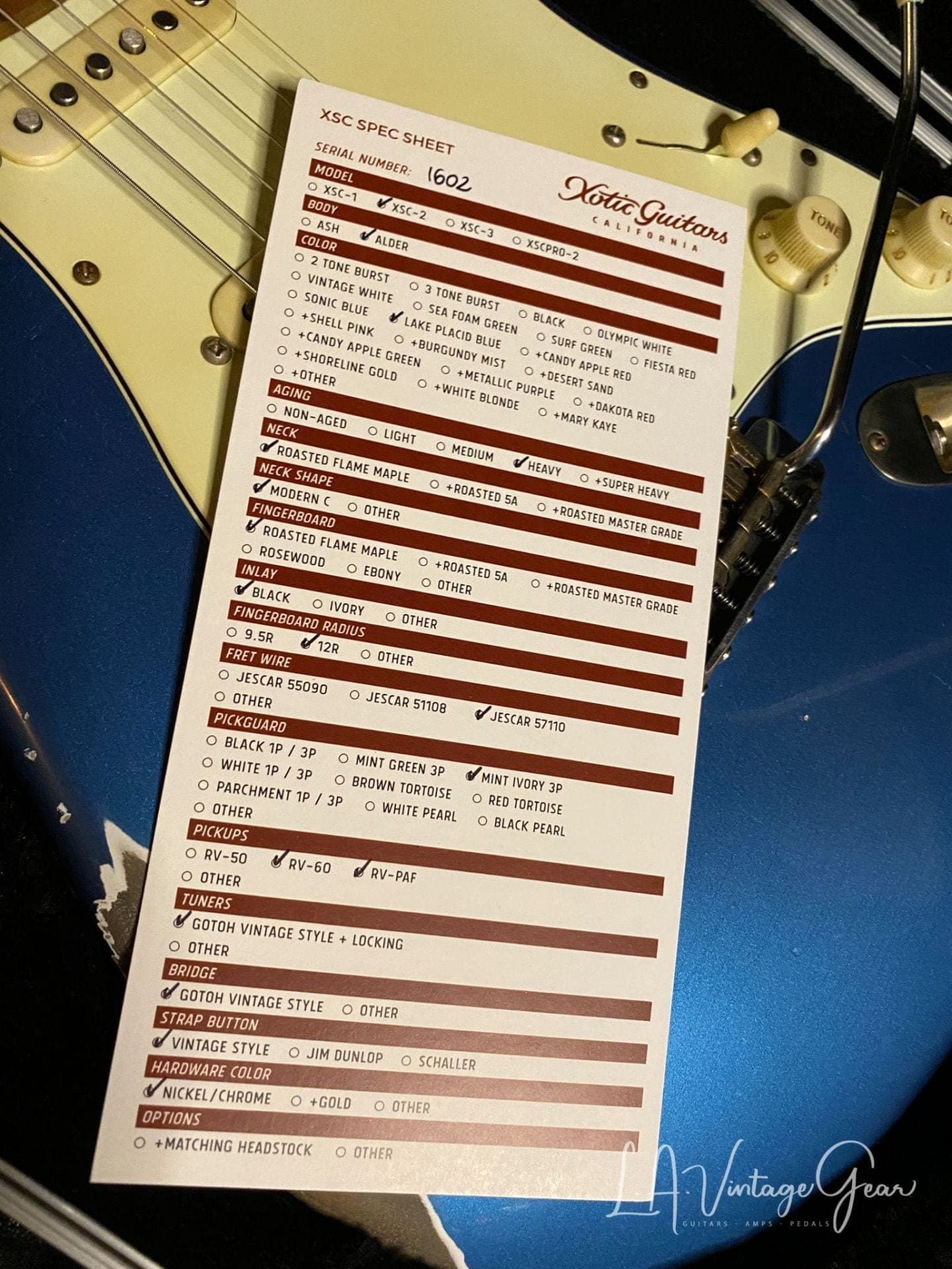 Xotic S-Style Electric Guitar XSC-2 in Lake Placid Blue #1602 - Image 16