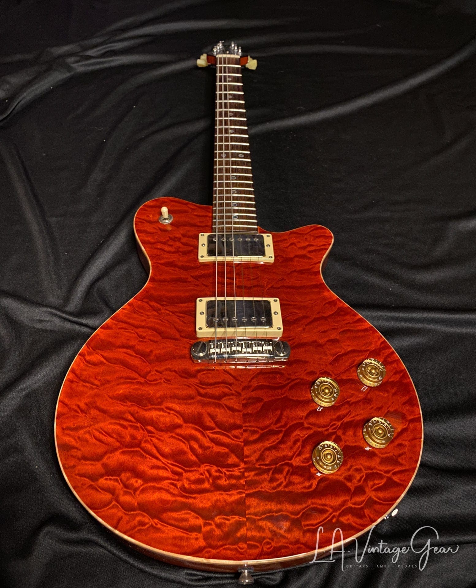 Grosh Set Neck Electric Guitar in a Deep 6120 Orange Finish - Image 2