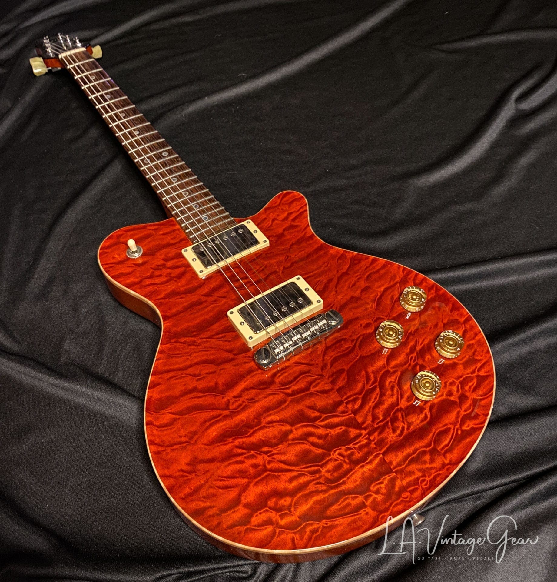 Grosh Set Neck Electric Guitar in a Deep 6120 Orange Finish - Image 3
