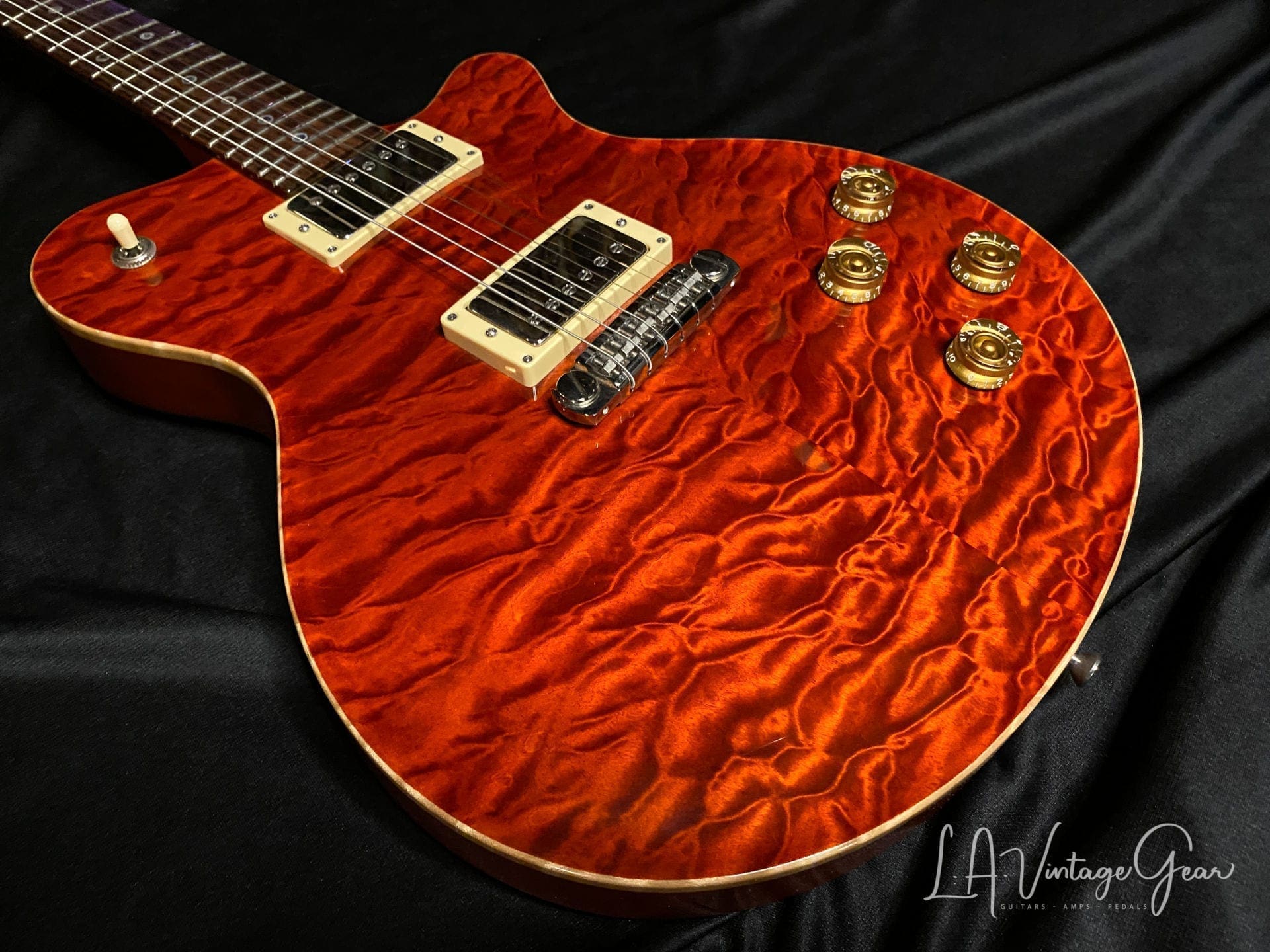 Grosh Set Neck Electric Guitar in a Deep 6120 Orange Finish - Image 4