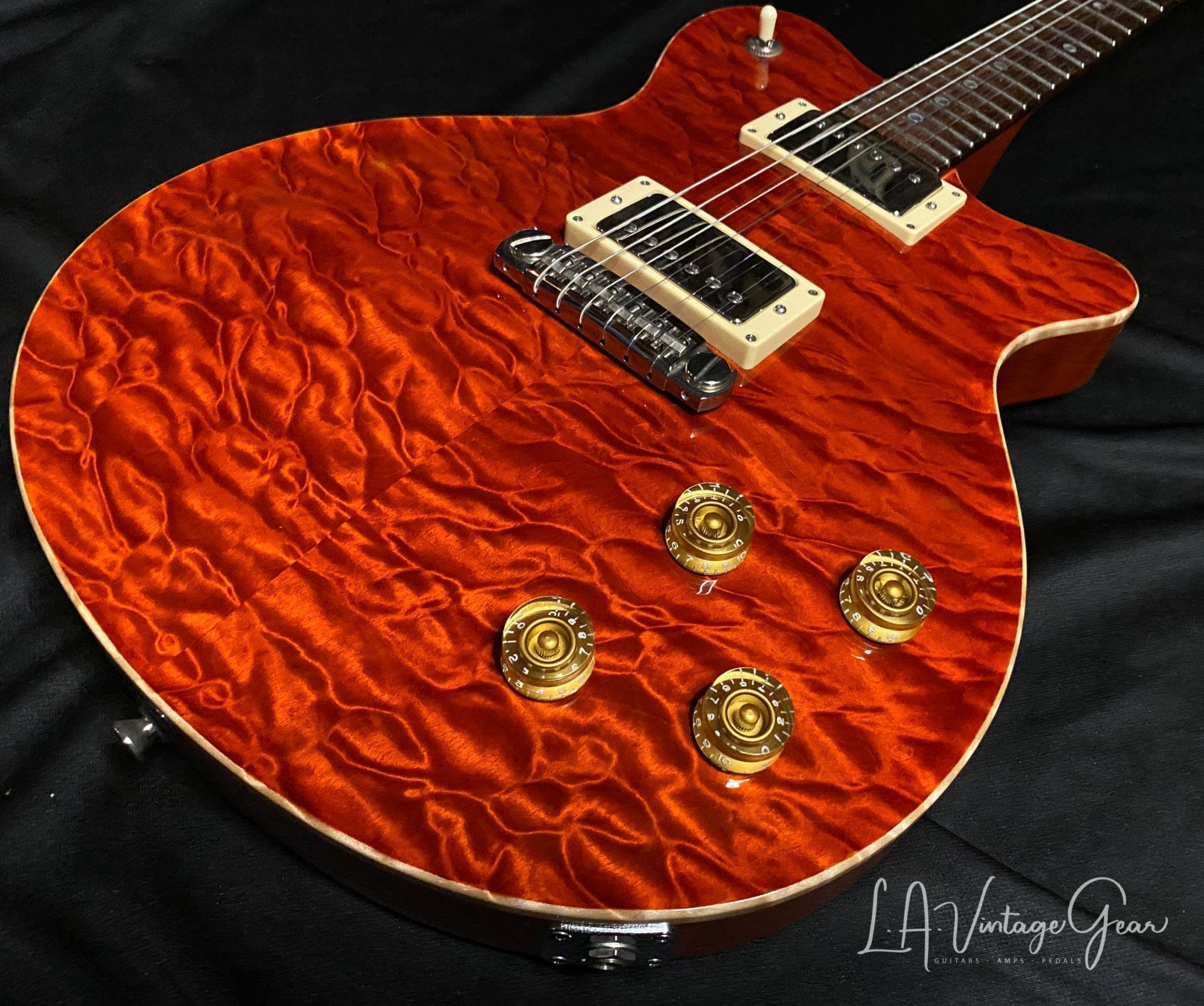 Grosh Set Neck Electric Guitar in a Deep 6120 Orange Finish - Image 5