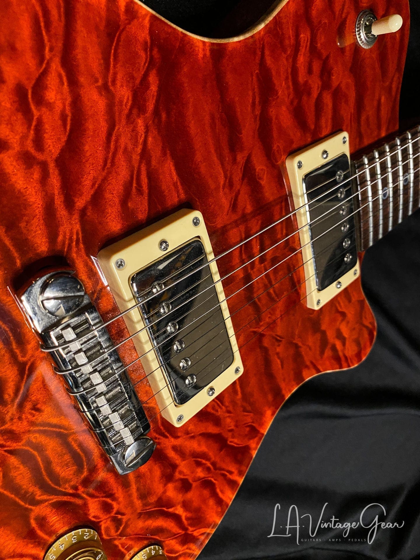 Grosh Set Neck Electric Guitar in a Deep 6120 Orange Finish - Image 6