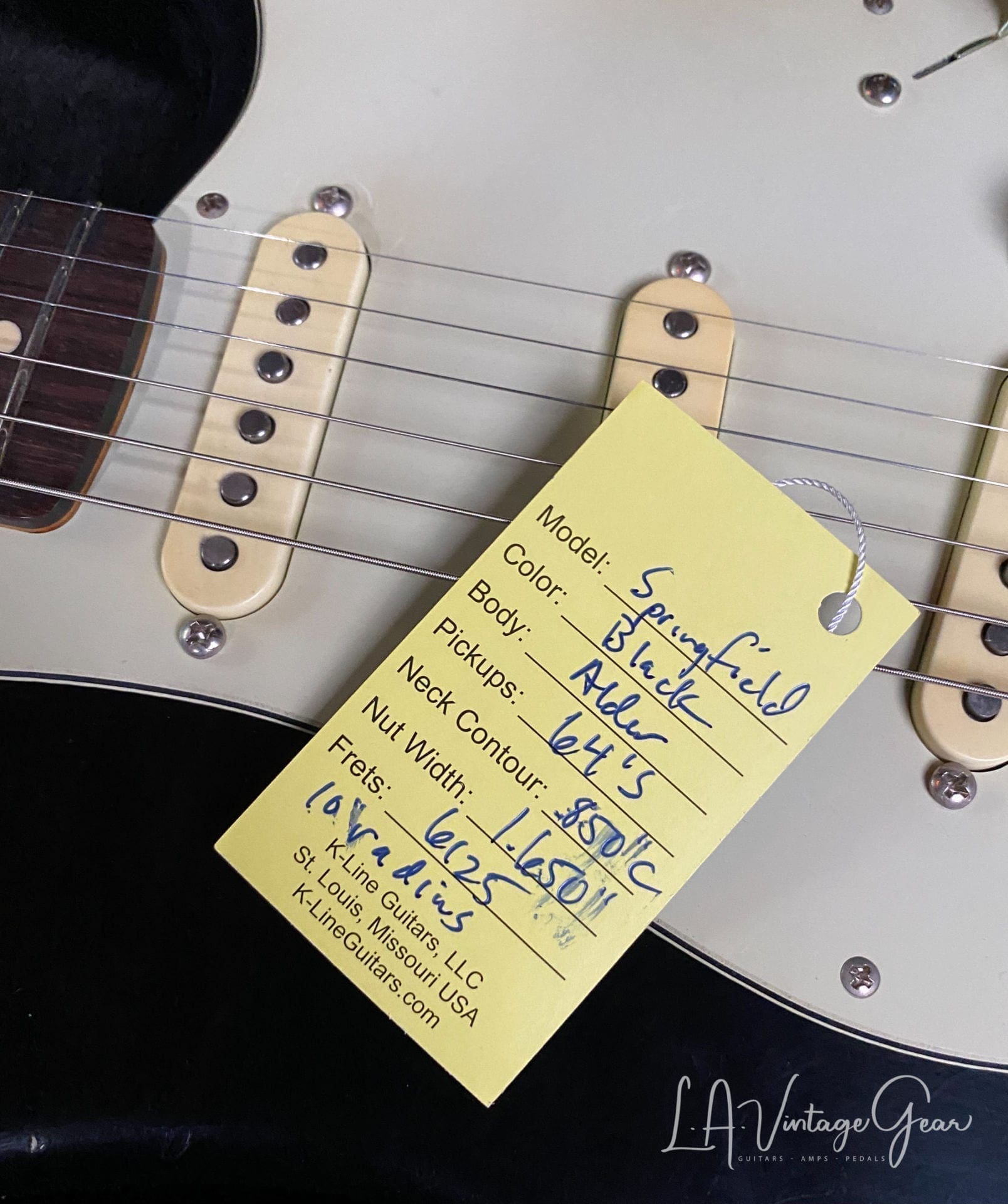 K-Line Springfield '64 S-Style Electric Guitar in Black Nitro - Image 19