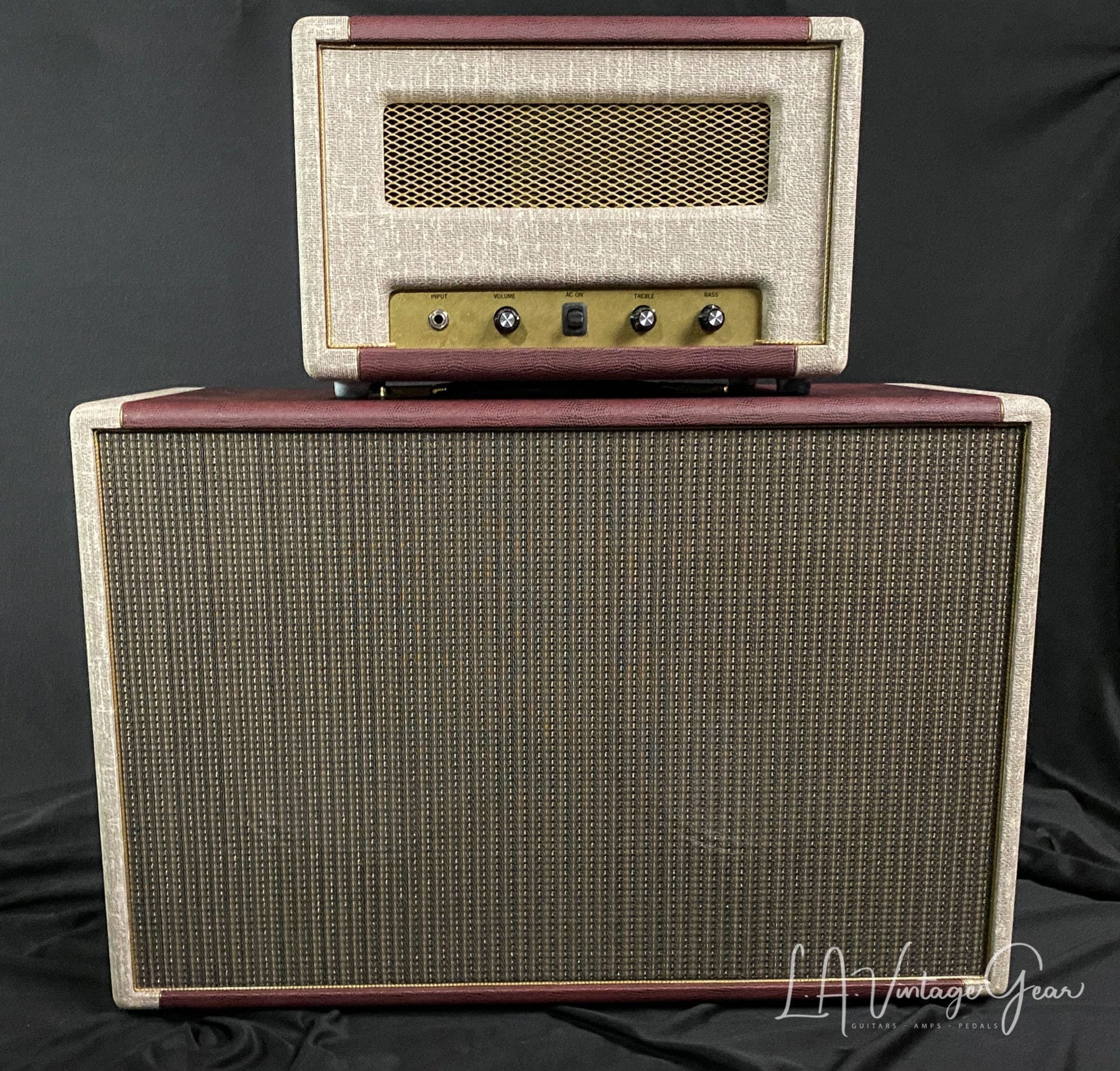 Kerry Wright Custom 2 x 12 Cab & Head with 6L6 Chassis - 'Burgundy Cream Stack' & Celestion Greenbacks