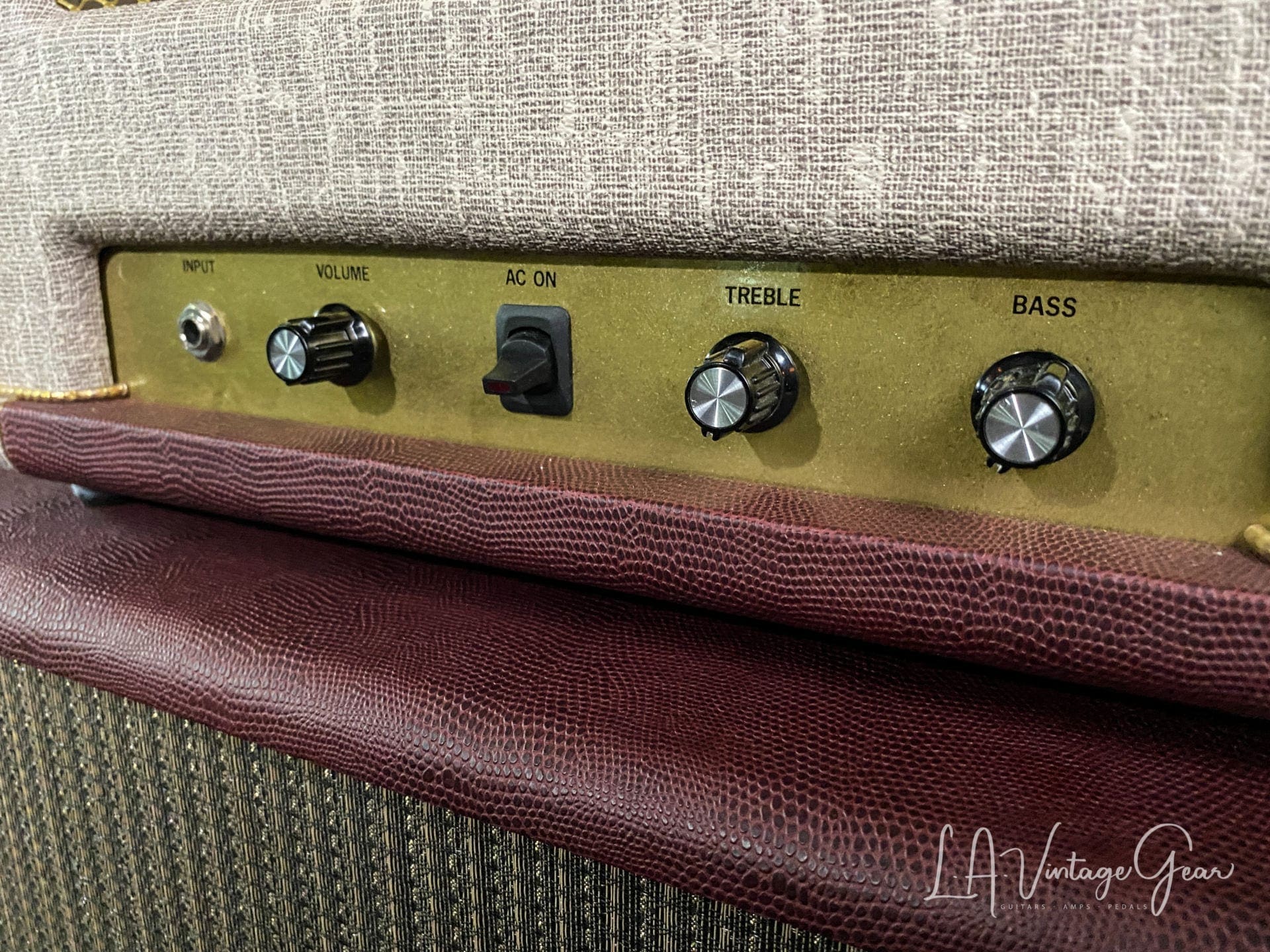 Kerry Wright Custom 2 x 12 Cab & Head with 6L6 Chassis - 'Burgundy Cream Stack' & Celestion Greenbacks - Image 4