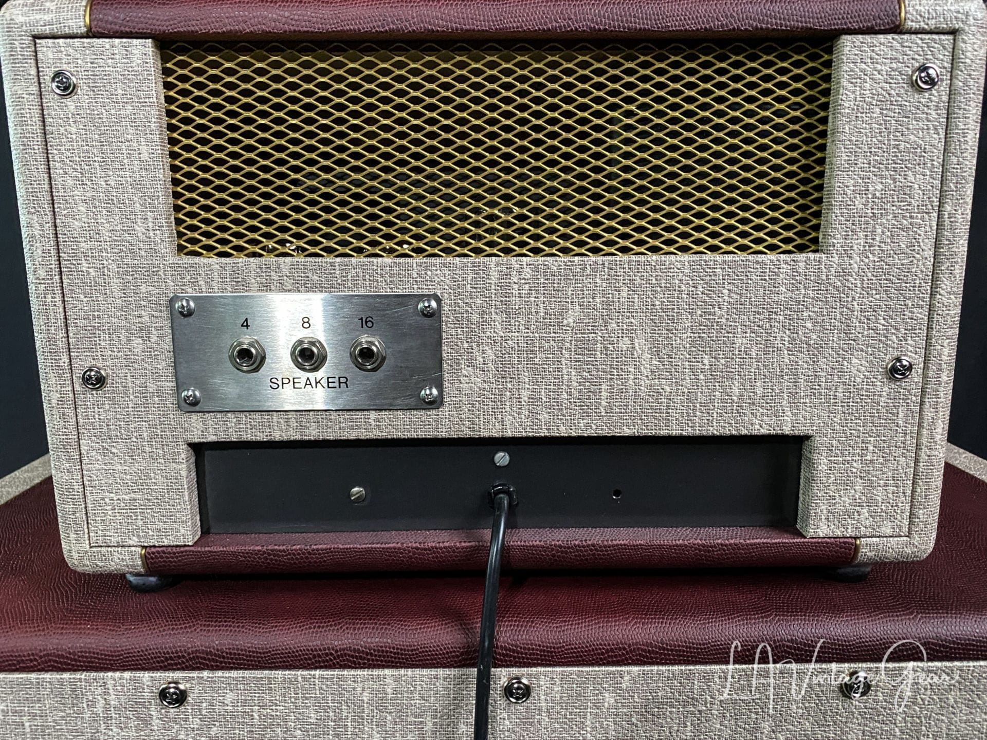 Kerry Wright Custom 2 x 12 Cab & Head with 6L6 Chassis - 'Burgundy Cream Stack' & Celestion Greenbacks - Image 8