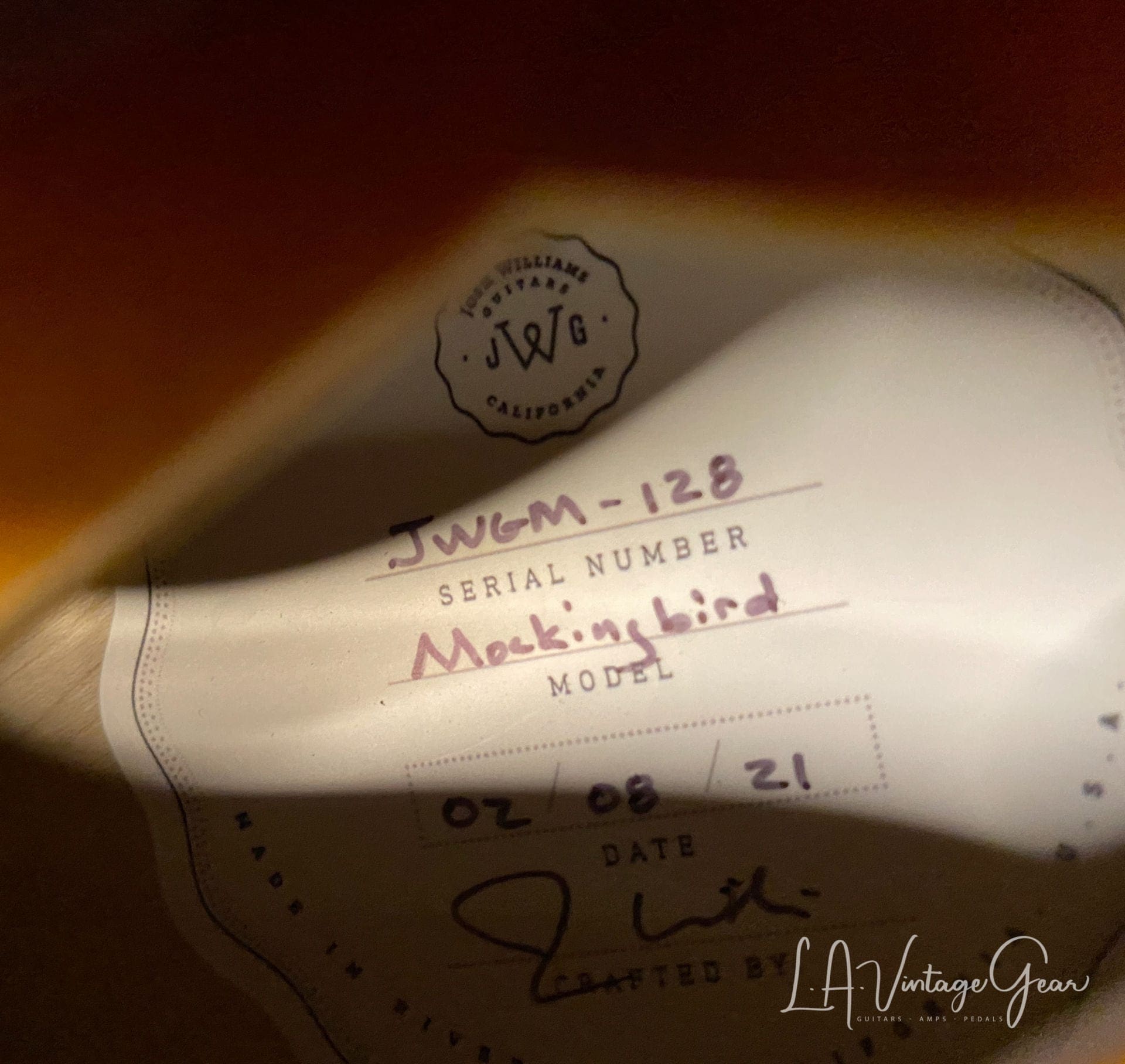 Josh Williams Mockingbird Electric Guitar -3 Tone Sunburst Finish with Small Block Inlays - JWGM128 - Image 20