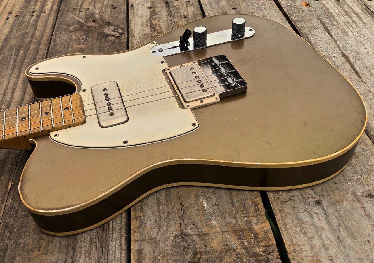 Danocaster 'Mongrel' Double Bound Single Cut Electric Guitar - Aged Penny Finish - Image 6