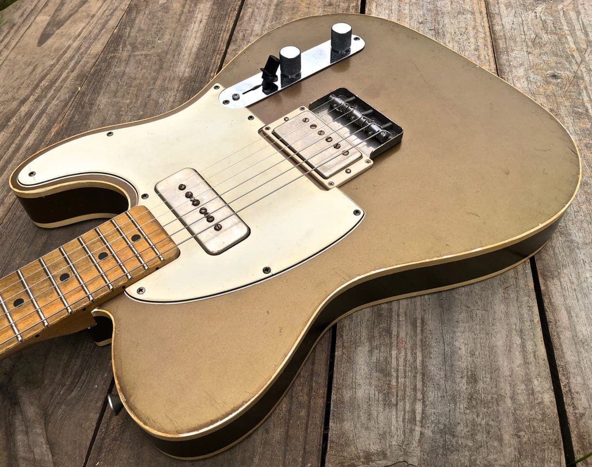 Danocaster 'Mongrel' Double Bound Single Cut Electric Guitar - Aged Penny Finish - Image 3