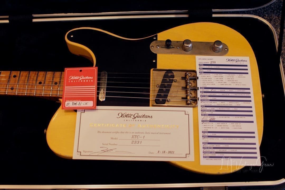 Xotic XTC-1 T-Style Lightly Relic'd Electric Guitar-Butterscotch Blackguard-Roasted Flame Maple Neck #2331 - Image 16