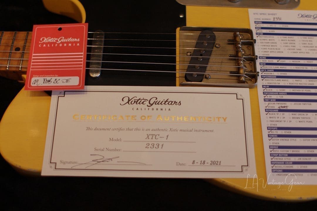 Xotic XTC-1 T-Style Lightly Relic'd Electric Guitar-Butterscotch Blackguard-Roasted Flame Maple Neck #2331 - Image 17