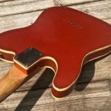 Danocaster Single Cut Double Bound T-Style Electric Guitar in Faded Candy Apple Red – With Foilbucker Neck Pickup!