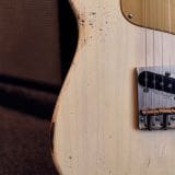 Shabat Lion T-Style Relic’d Electric Guitar in Vintage White with Gold Guard – Swamp Ash Body & Lollar Pickups!