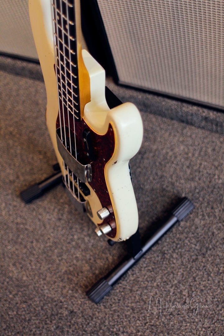 Shabat Panther Relic'd Electric Bass Guitar - Vintage White Finish & Alder Body - Image 10