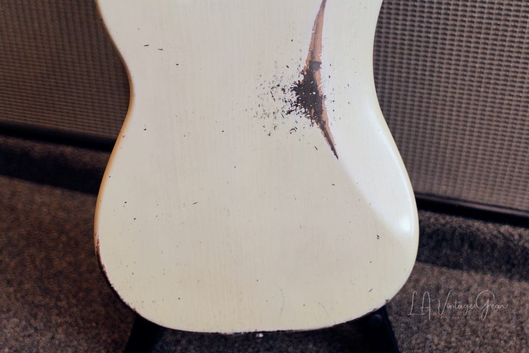 Shabat Panther Relic'd Electric Bass Guitar - Vintage White Finish & Alder Body - Image 13