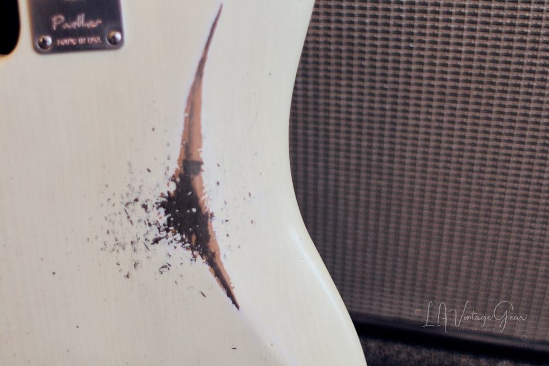 Shabat Panther Relic'd Electric Bass Guitar - Vintage White Finish & Alder Body - Image 14