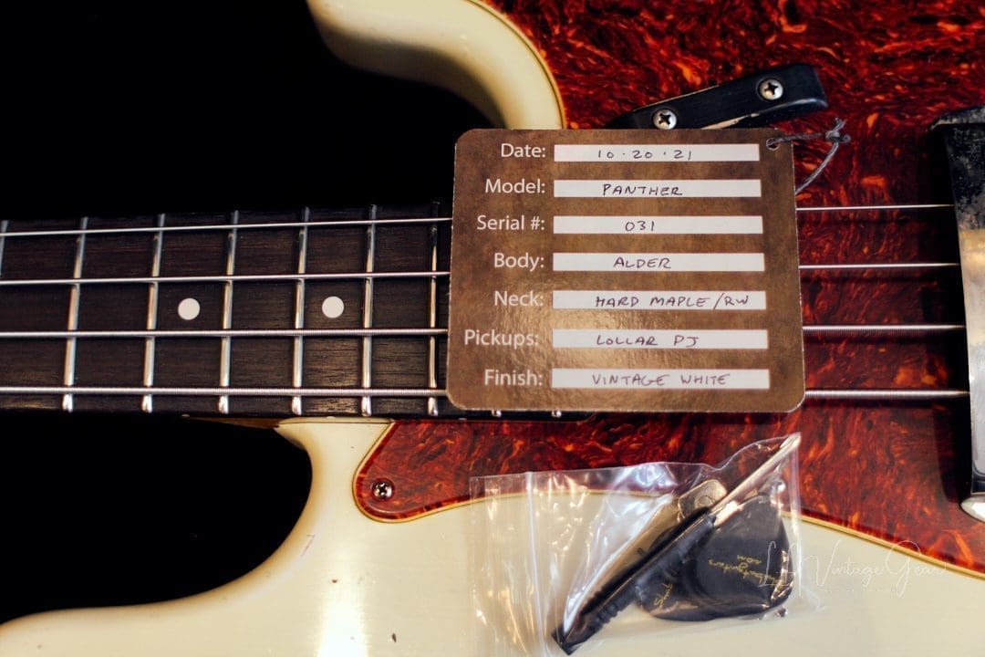 Shabat Panther Relic'd Electric Bass Guitar - Vintage White Finish & Alder Body - Image 21