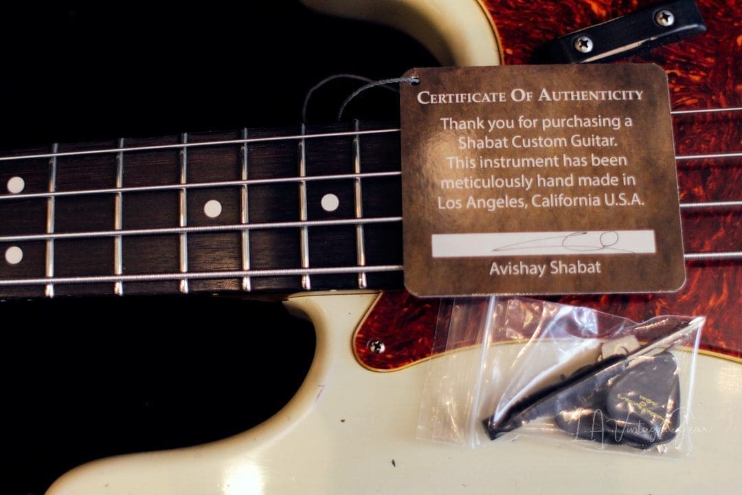 Shabat Panther Relic'd Electric Bass Guitar - Vintage White Finish & Alder Body - Image 20