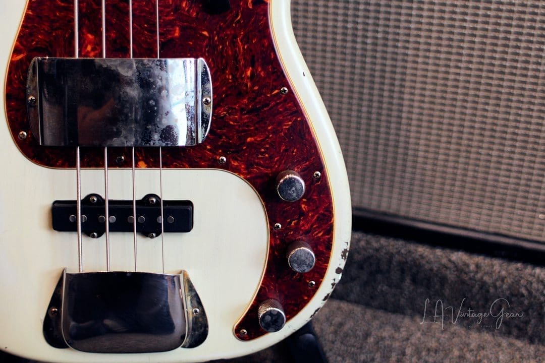 Shabat Panther Relic'd Electric Bass Guitar - Vintage White Finish & Alder Body - Image 7