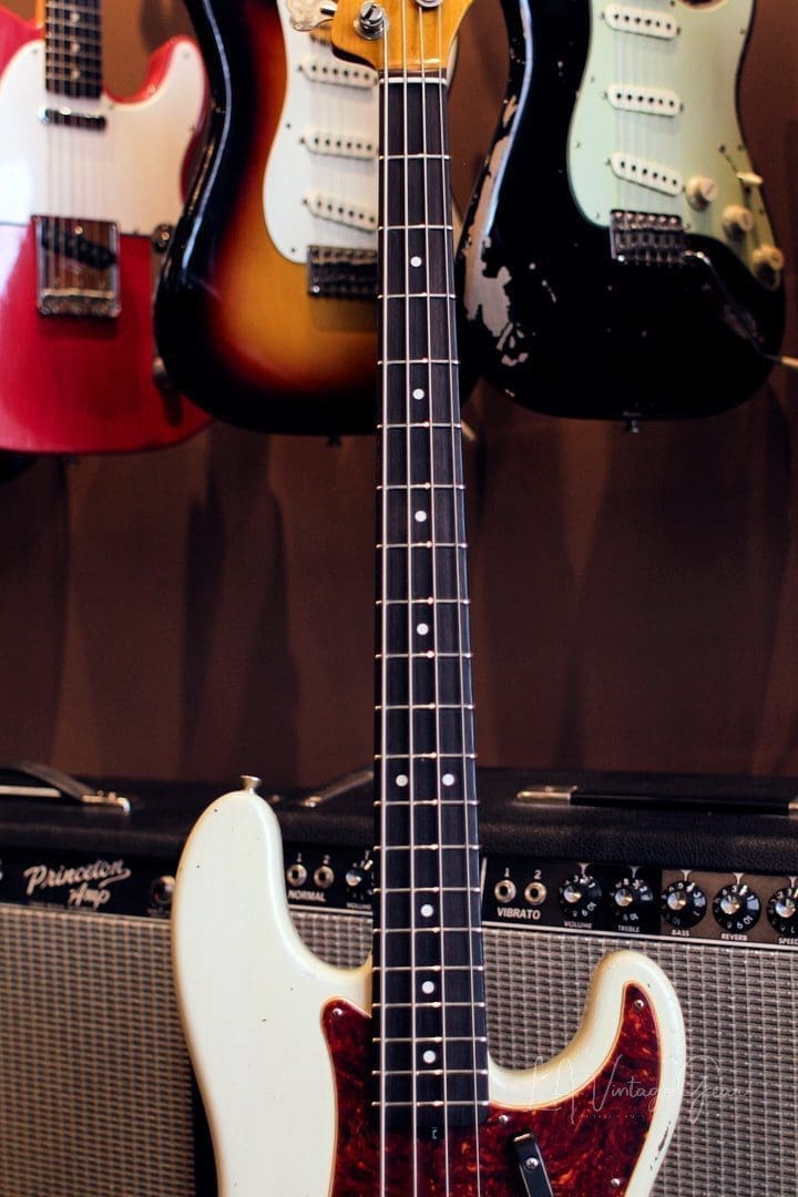 Shabat Panther Relic'd Electric Bass Guitar - Vintage White Finish & Alder Body - Image 15