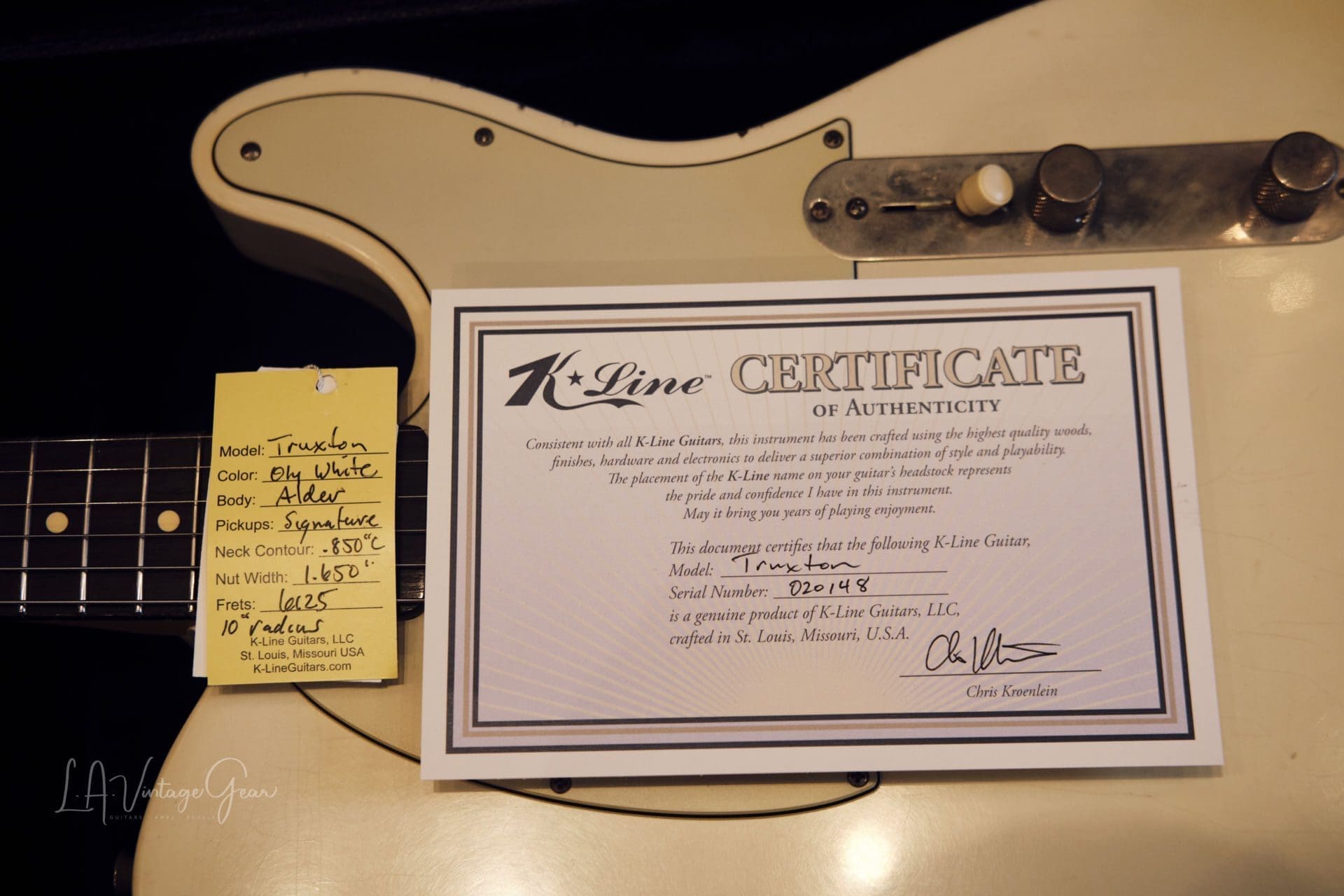 K-Line Truxton T-Style Electric Guitar in Olympic White #020148 - Brand New Build ! - Image 16
