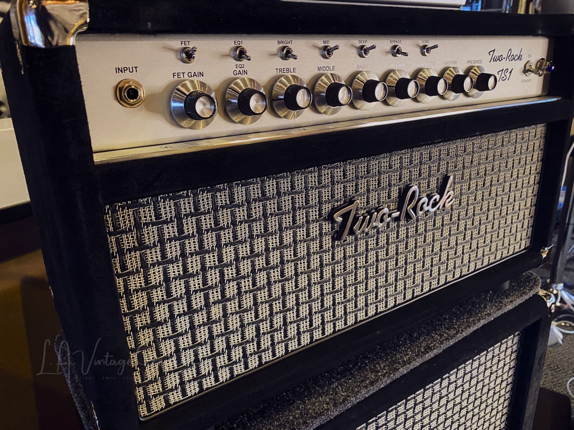 (Pre-Order) Two Rock TS1 Guitar Amplifier Head & 2x12 Vertical Speaker Cab - Black Suede & Checker Grill! - Image 2