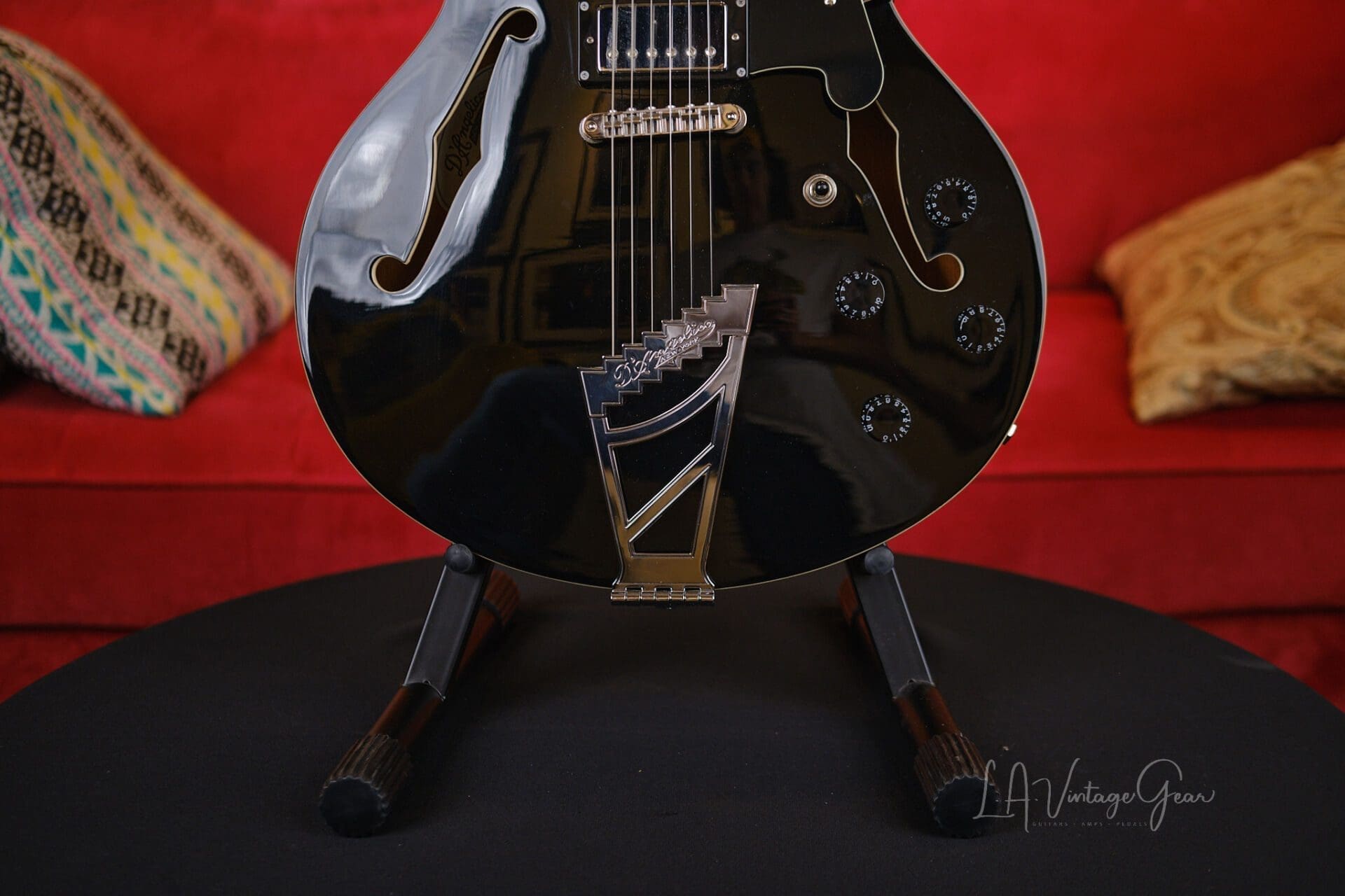 D'Angelico Premier DC Semi-Hollow Electric Guitar With Stairstep Tailpiece - Black - Image 3