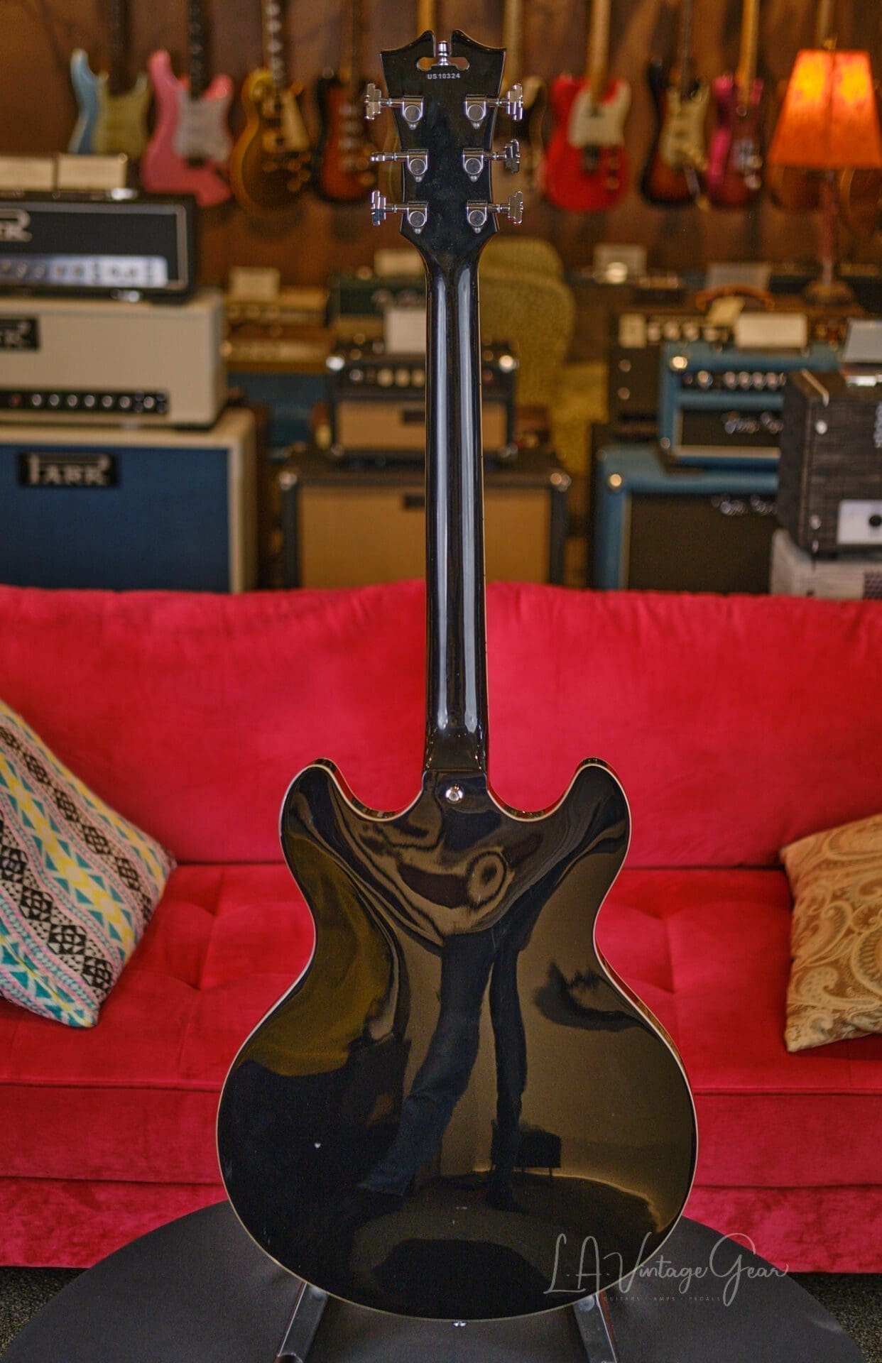 D'Angelico Premier DC Semi-Hollow Electric Guitar With Stairstep Tailpiece - Black - Image 5