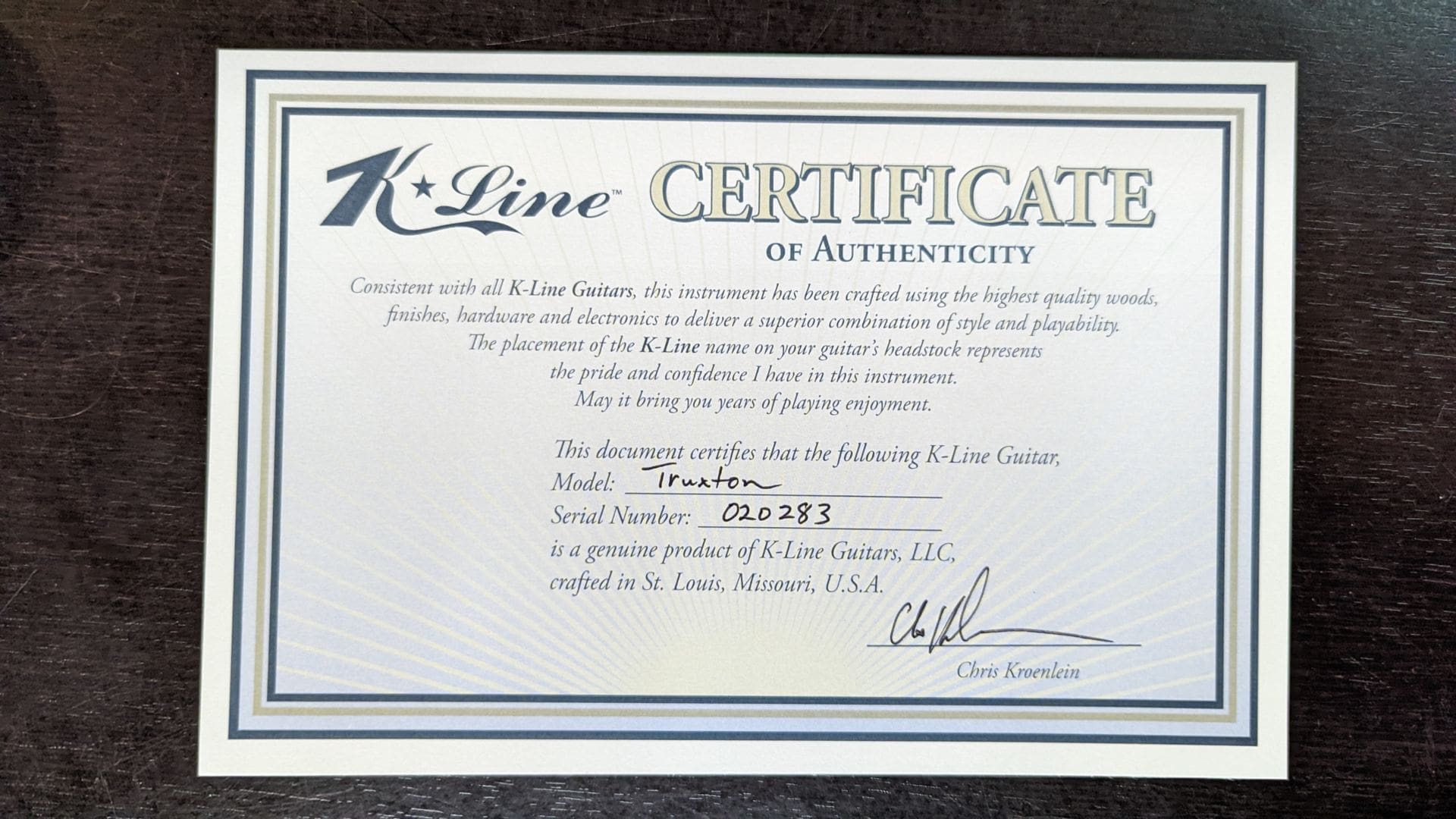 K-Line Truxton in a Lake Placid Blue Non-Relic Finish #020283 - Image 23