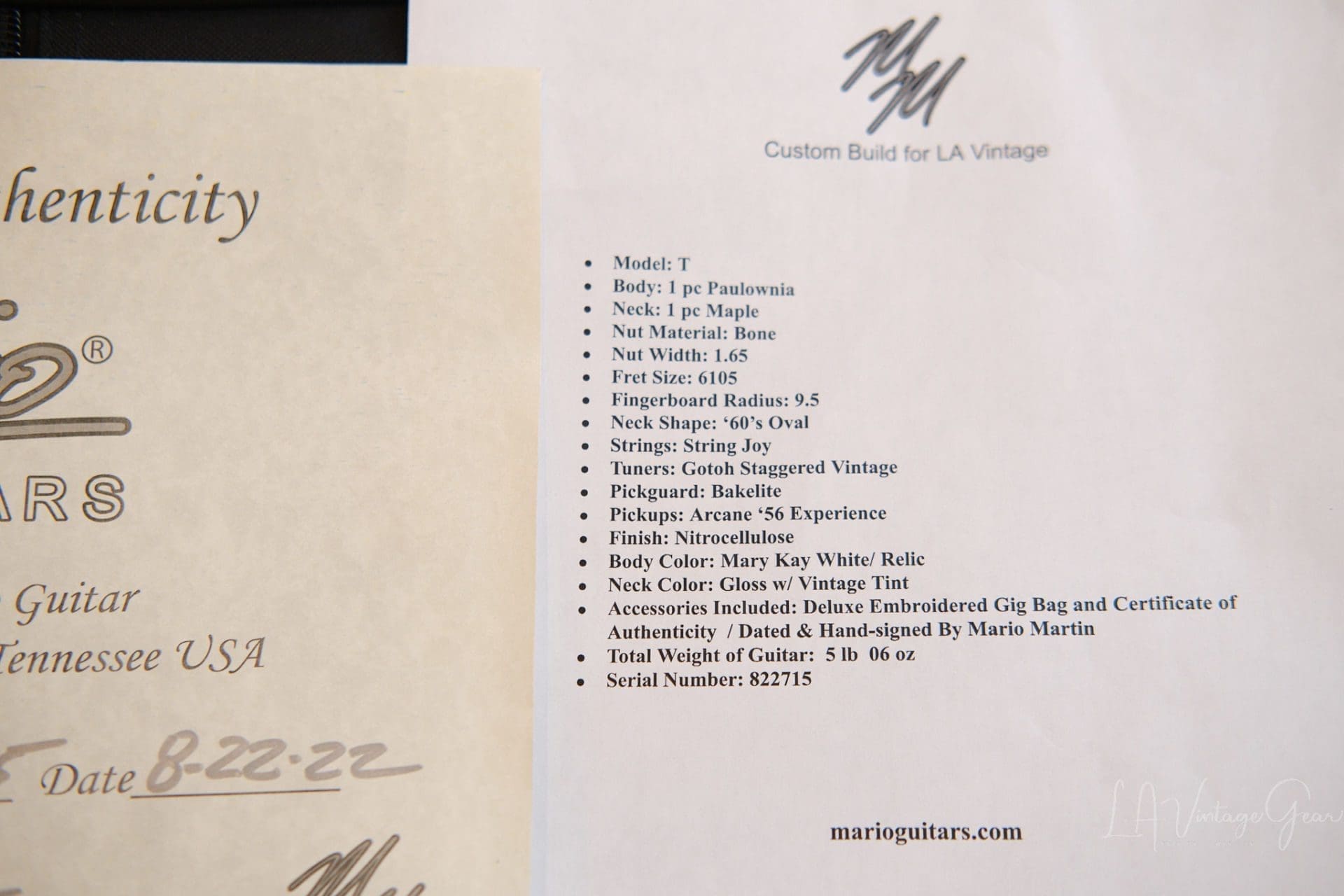 Mario Martin Model T Lightly Relic'd Electric Guitar-Mary Kay Finish & Arcane Pickups! Brand New! - Image 18