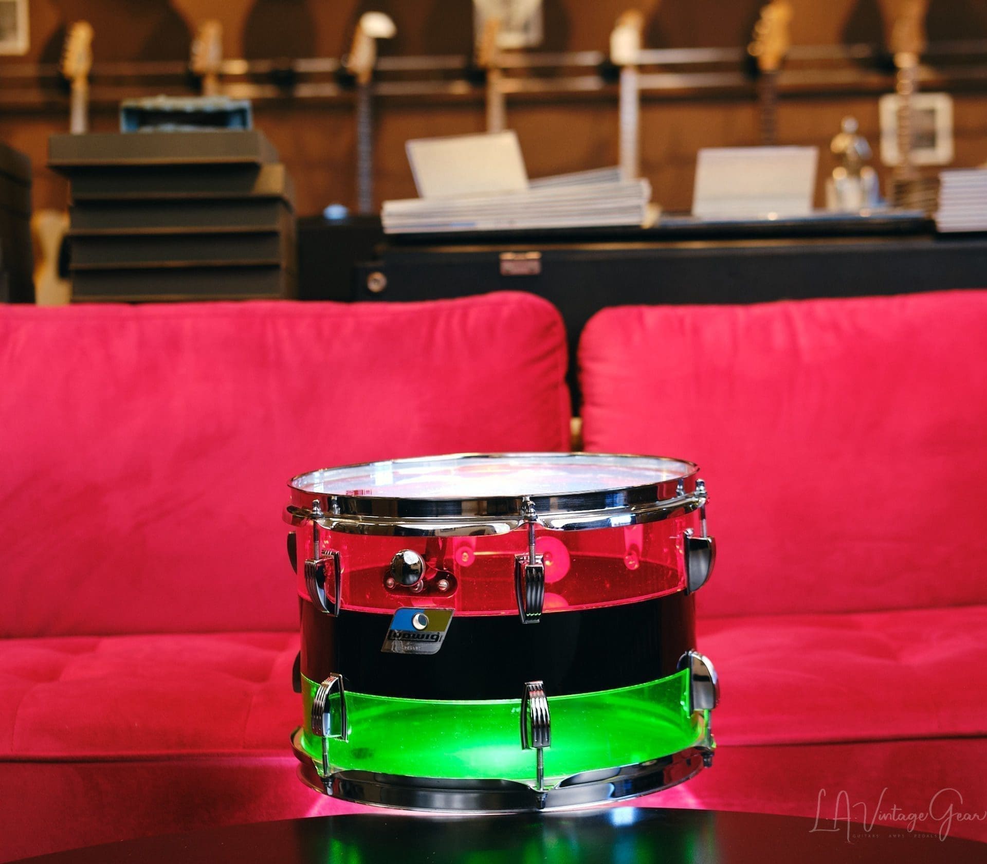 1970's Ludwig Vistalite Tri-Band Green, Black, and Red Drum Kit 22/12/13/16 - Think The Wailers ! - Image 8