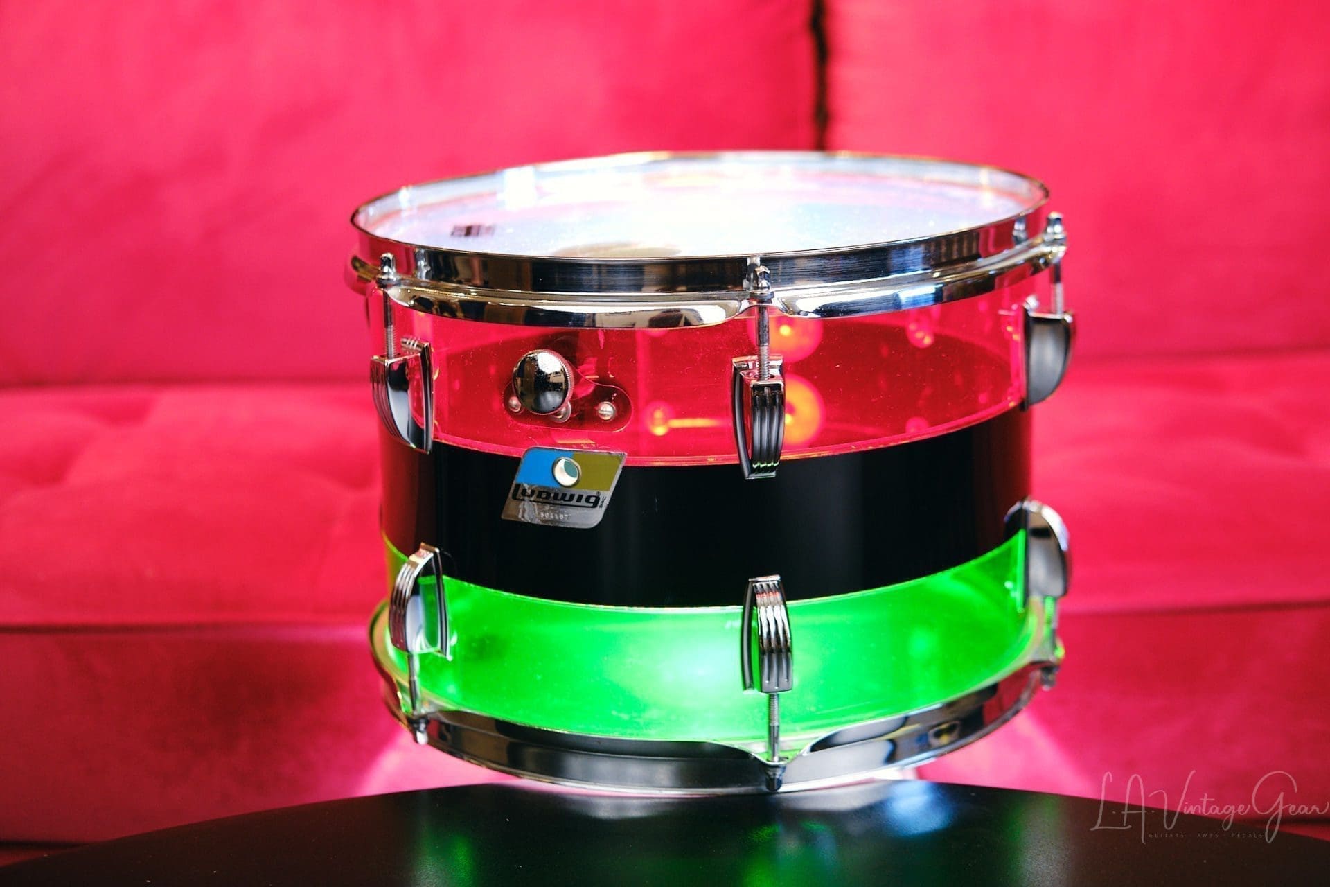 1970's Ludwig Vistalite Tri-Band Green, Black, and Red Drum Kit 22/12/13/16 - Think The Wailers ! - Image 6