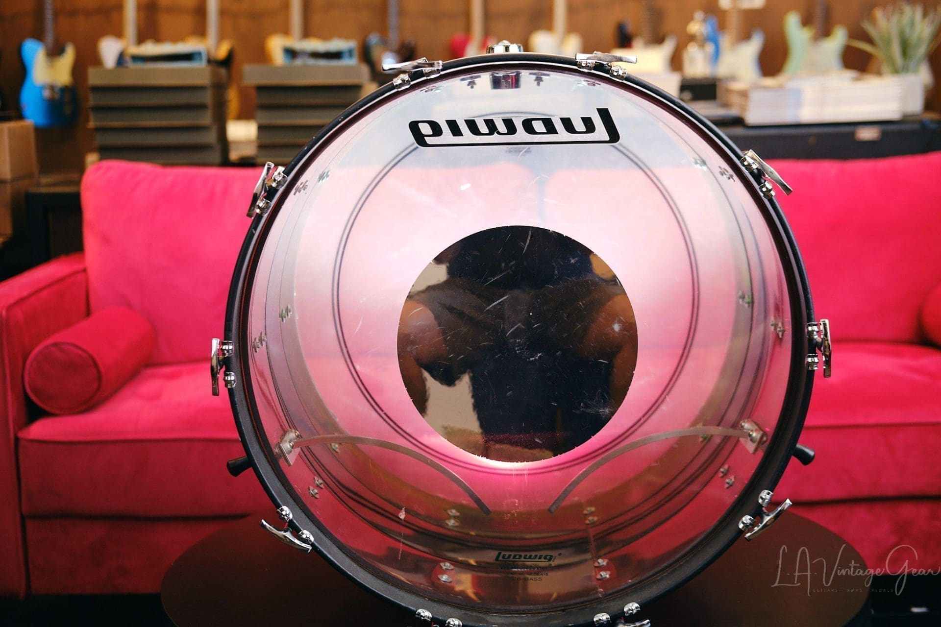 1970's Ludwig Vistalite Tri-Band Green, Black, and Red Drum Kit 22/12/13/16 - Think The Wailers ! - Image 2