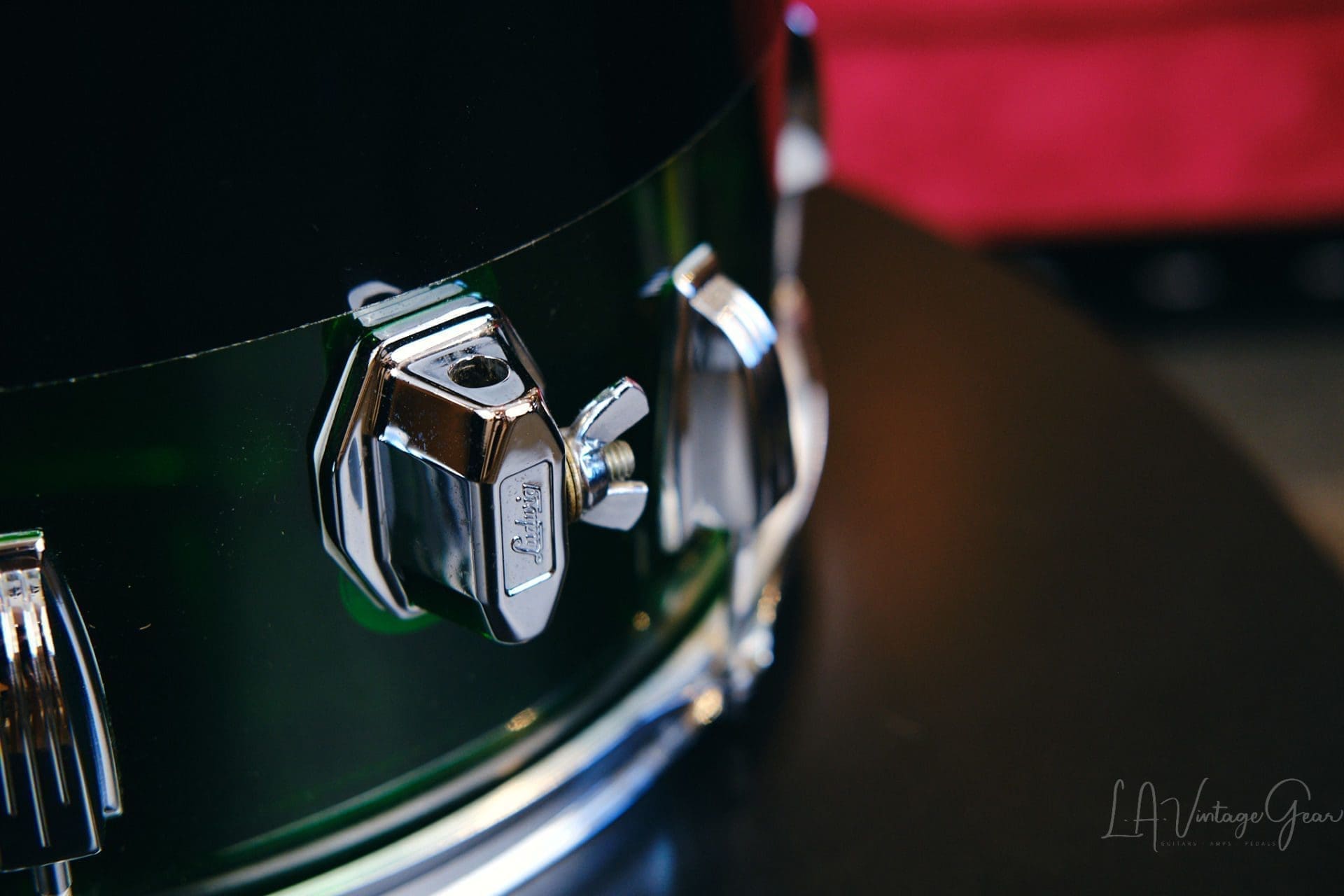 1970's Ludwig Vistalite Tri-Band Green, Black, and Red Drum Kit 22/12/13/16 - Think The Wailers ! - Image 15