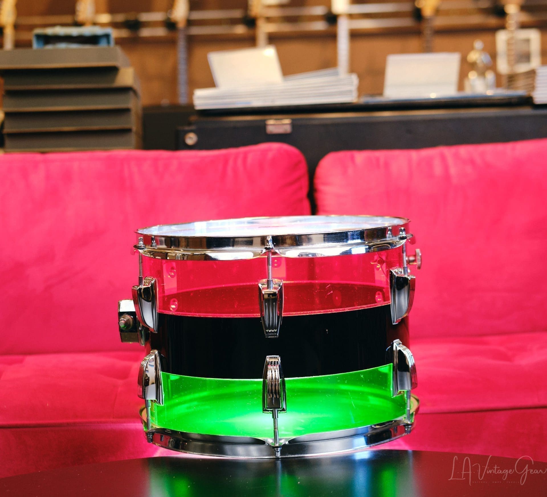 1970's Ludwig Vistalite Tri-Band Green, Black, and Red Drum Kit 22/12/13/16 - Think The Wailers ! - Image 14