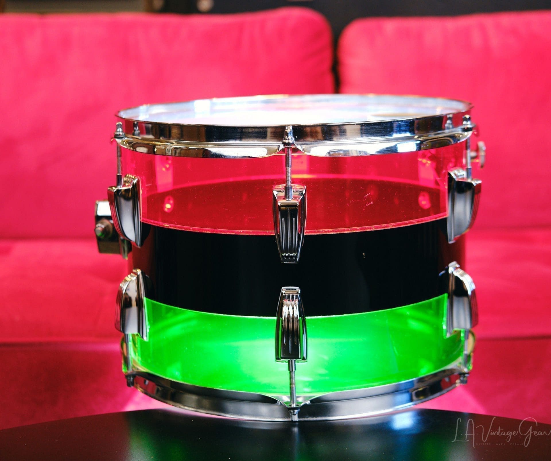 1970's Ludwig Vistalite Tri-Band Green, Black, and Red Drum Kit 22/12/13/16 - Think The Wailers ! - Image 13