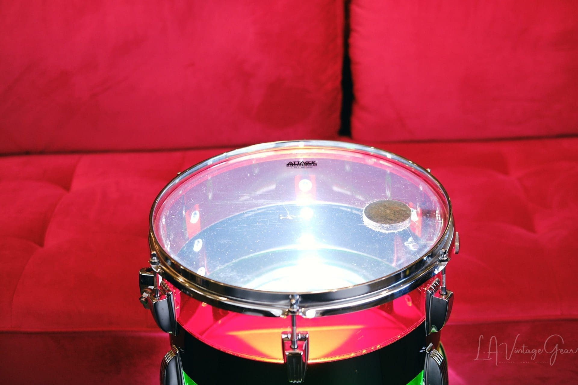 1970's Ludwig Vistalite Tri-Band Green, Black, and Red Drum Kit 22/12/13/16 - Think The Wailers ! - Image 12