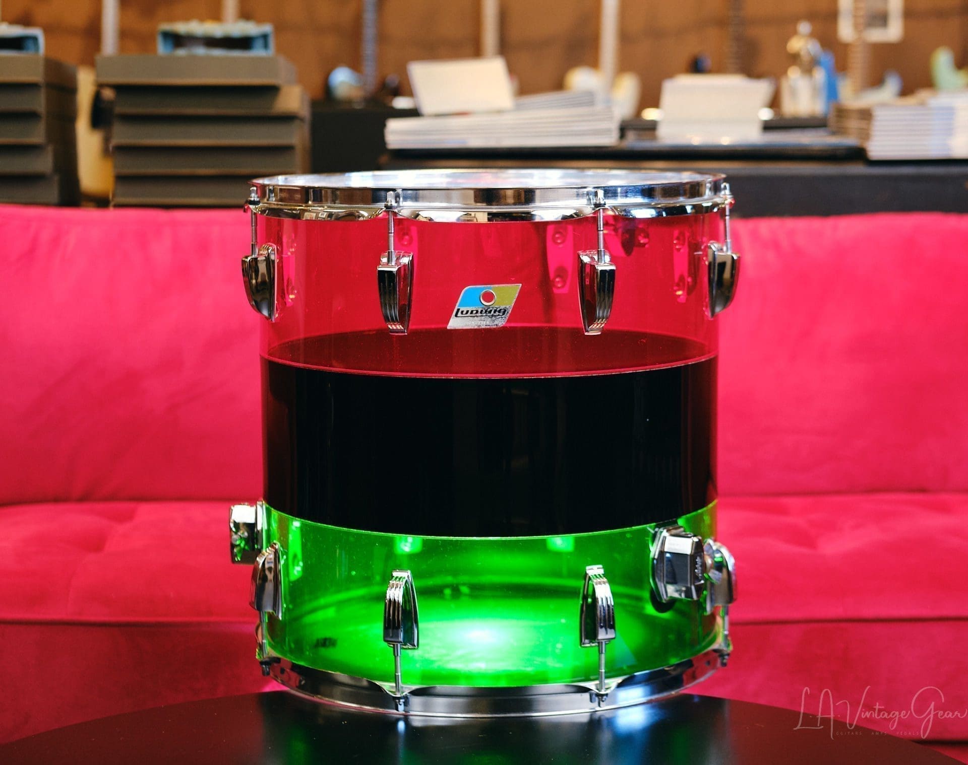 1970's Ludwig Vistalite Tri-Band Green, Black, and Red Drum Kit 22/12/13/16 - Think The Wailers ! - Image 18