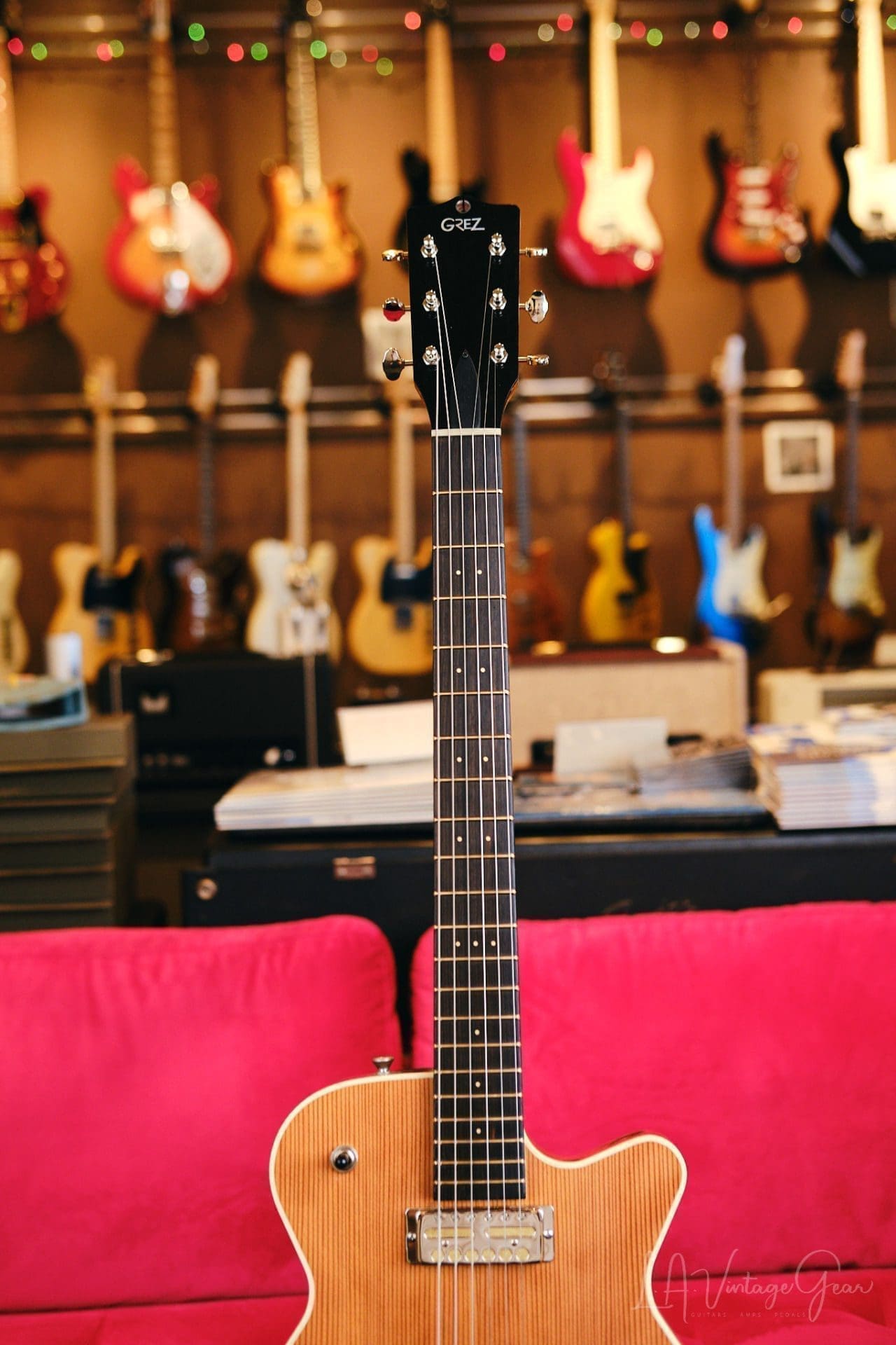 Grez Mendocino Natural Single Cut Electric Guitar - Solid Old Growth Redwood Top & Lollar Pickups - Image 3