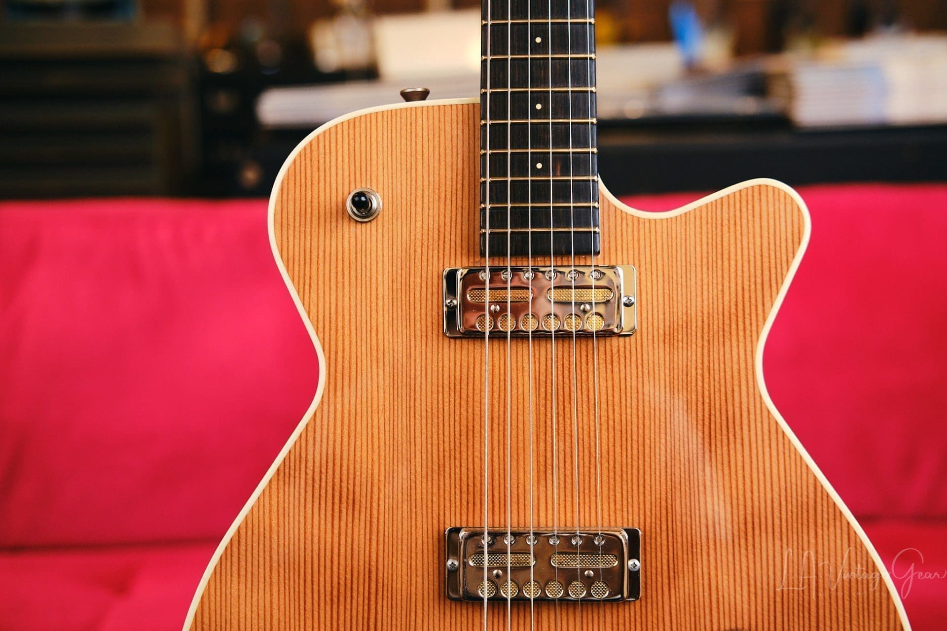 Grez Mendocino Natural Single Cut Electric Guitar - Solid Old Growth Redwood Top & Lollar Pickups - Image 4