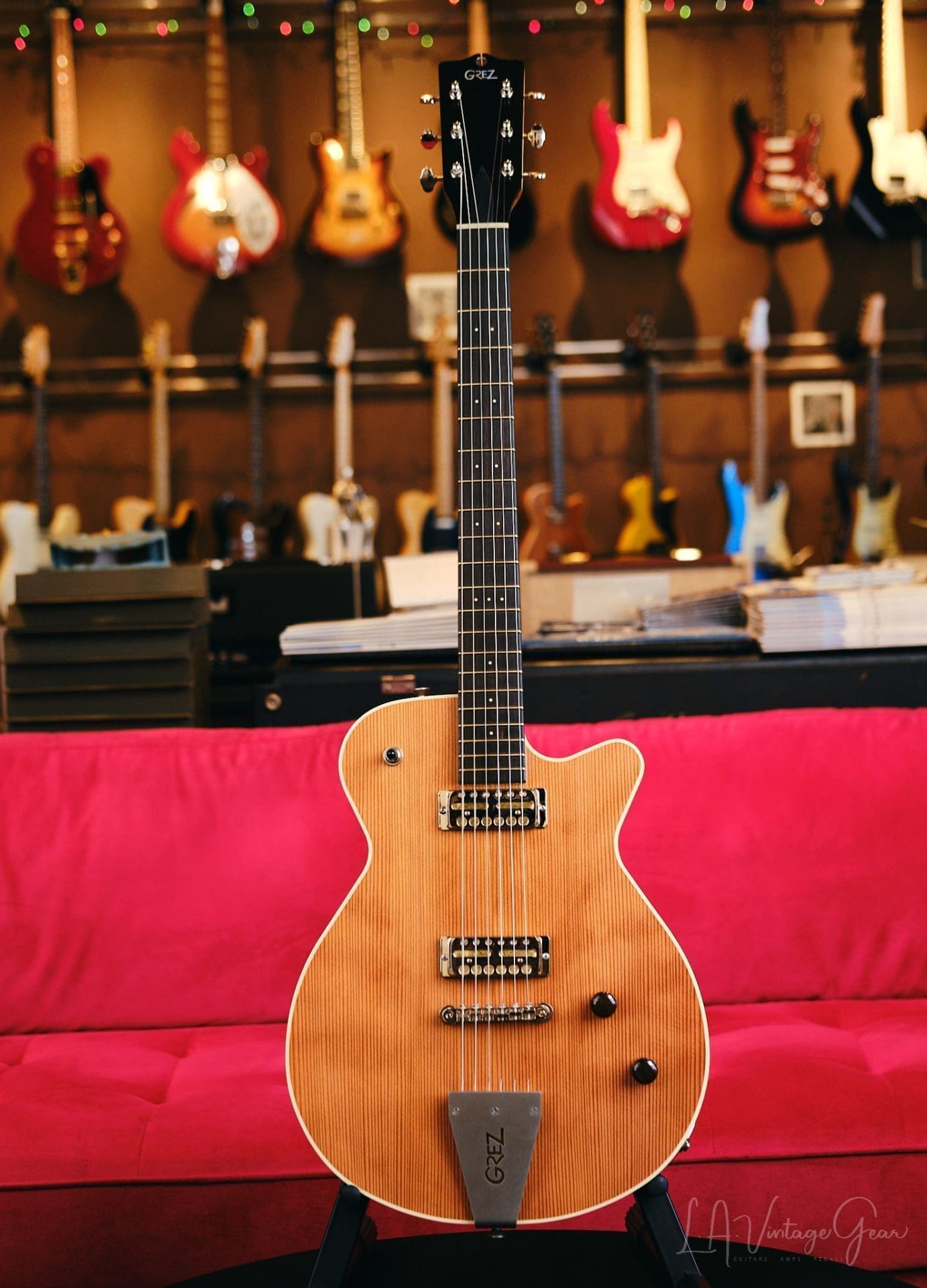 Grez Mendocino Natural Single Cut Electric Guitar - Solid Old Growth Redwood Top & Lollar Pickups